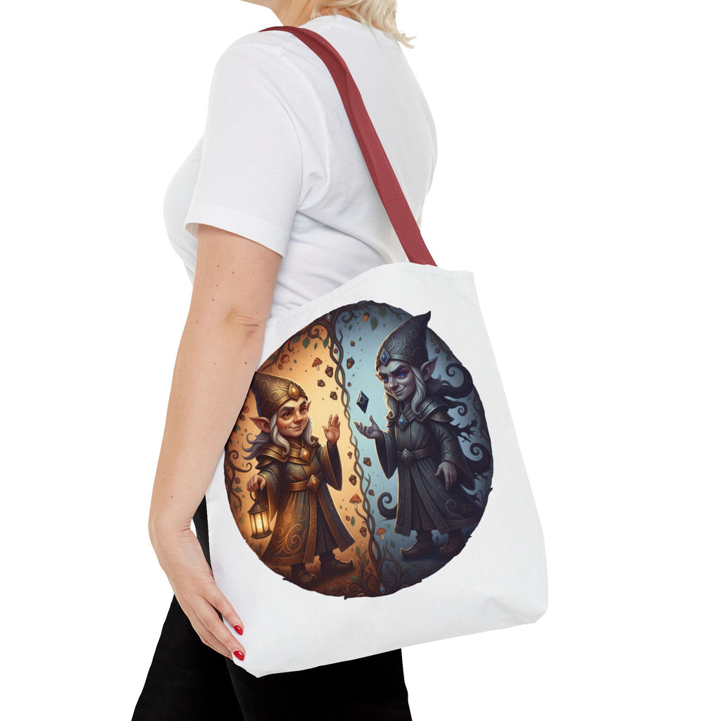 Gnome Duality Tote Bag — Day & Night Fantasy Illustration