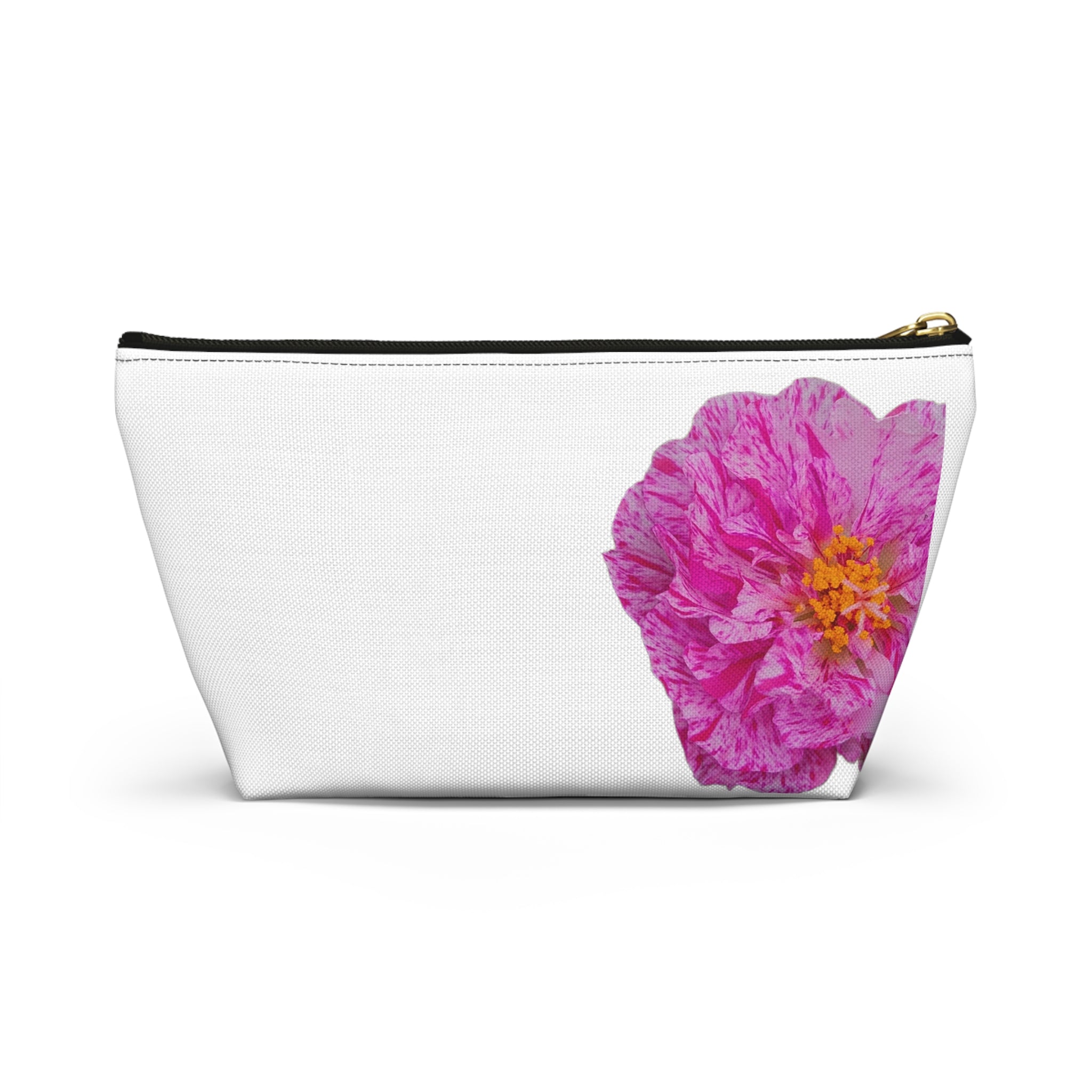 Pink Peony Accessory Pouch — Floral T‑Bottom Makeup Bag