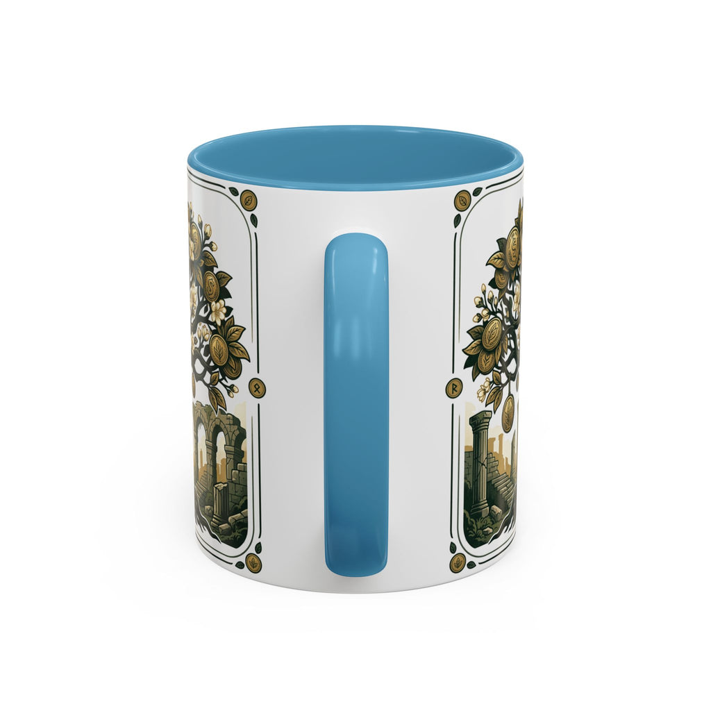 Ornate Tree of Coins Coffee Mug — Gold Ruins Accent Ceramic Mug (11/15oz)
