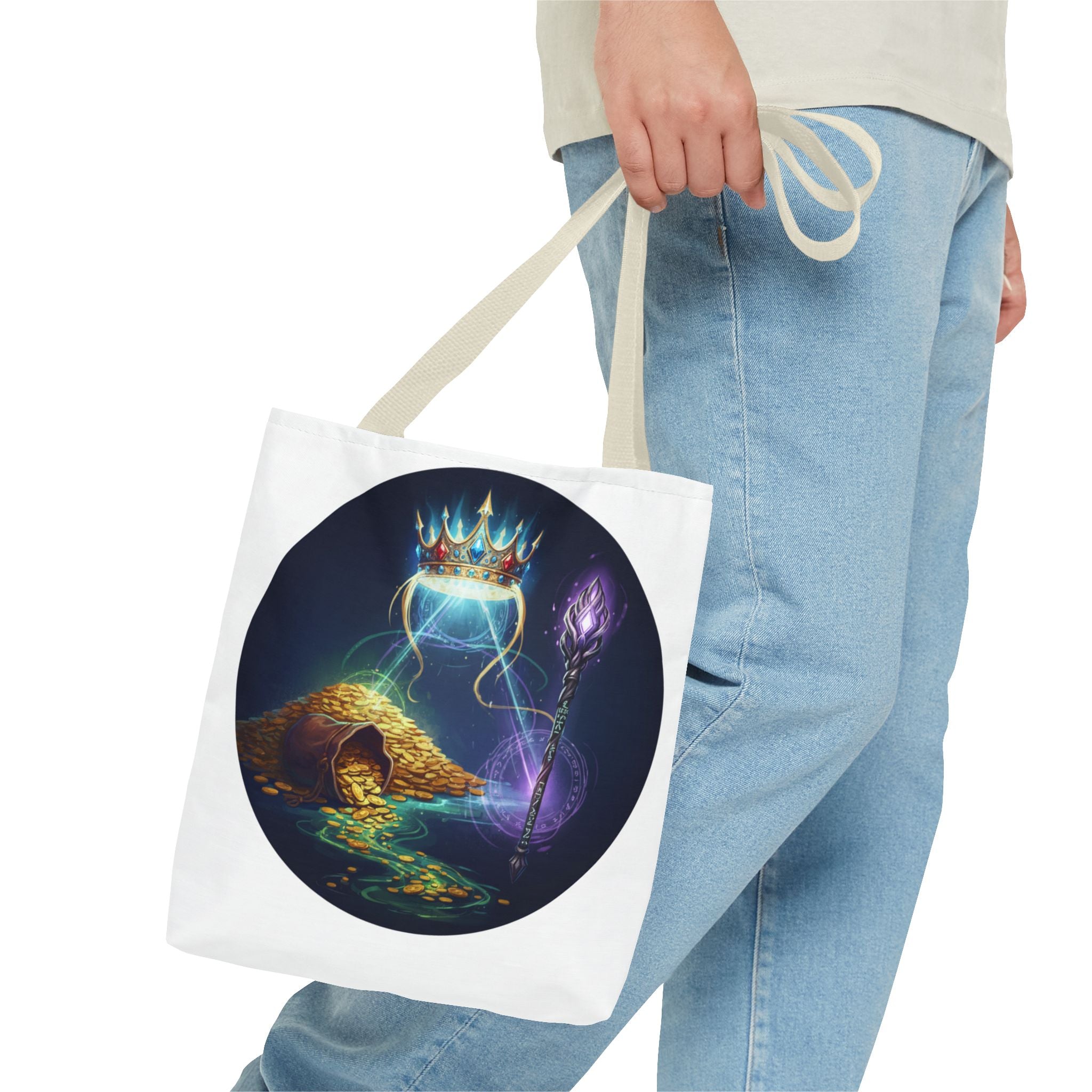 Mystic Crown & Treasure Tote Bag — Fantasy Magic Art Tote