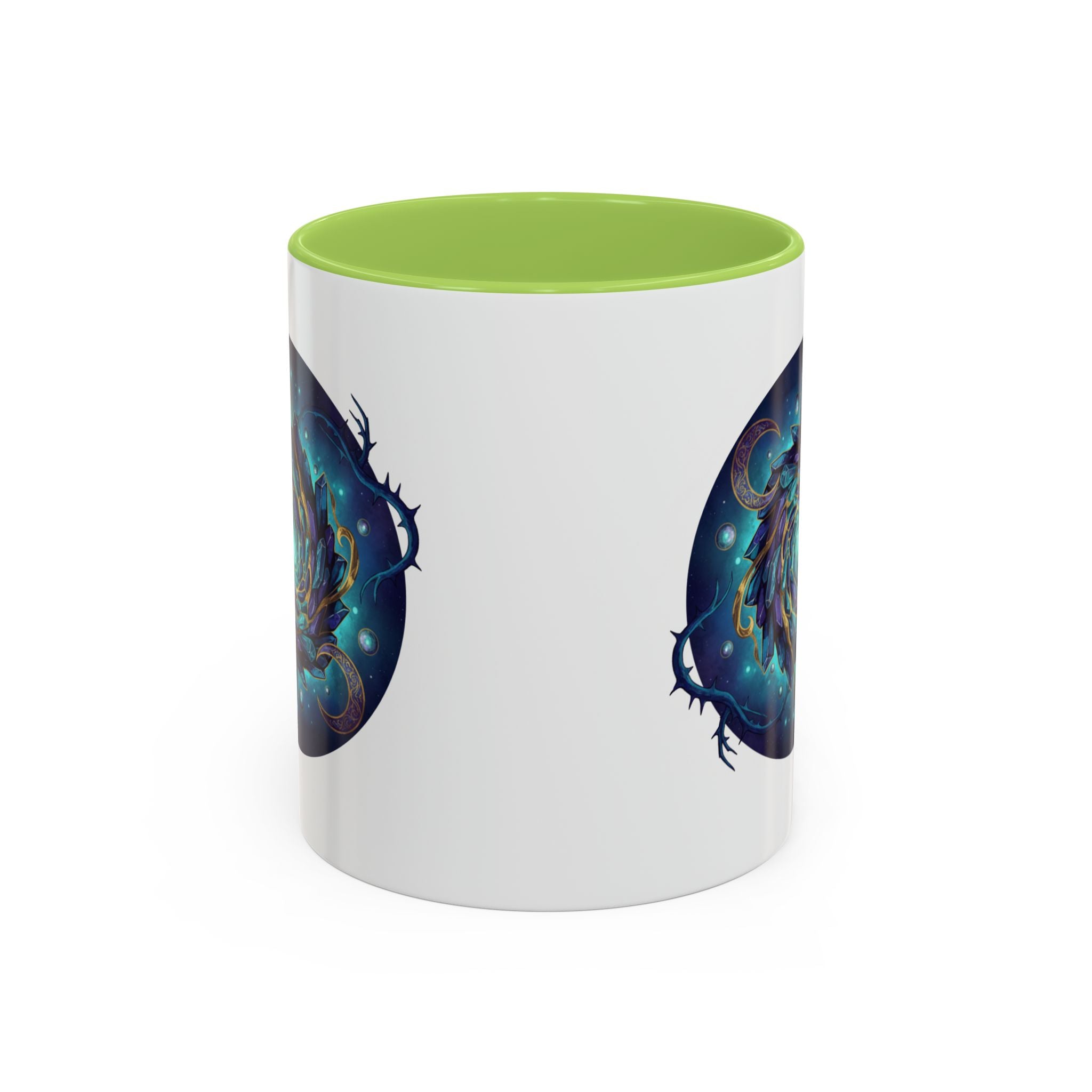 Galaxy Feather Spiral Accent Mug — Cosmic Boho Coffee Cup (11/15oz)