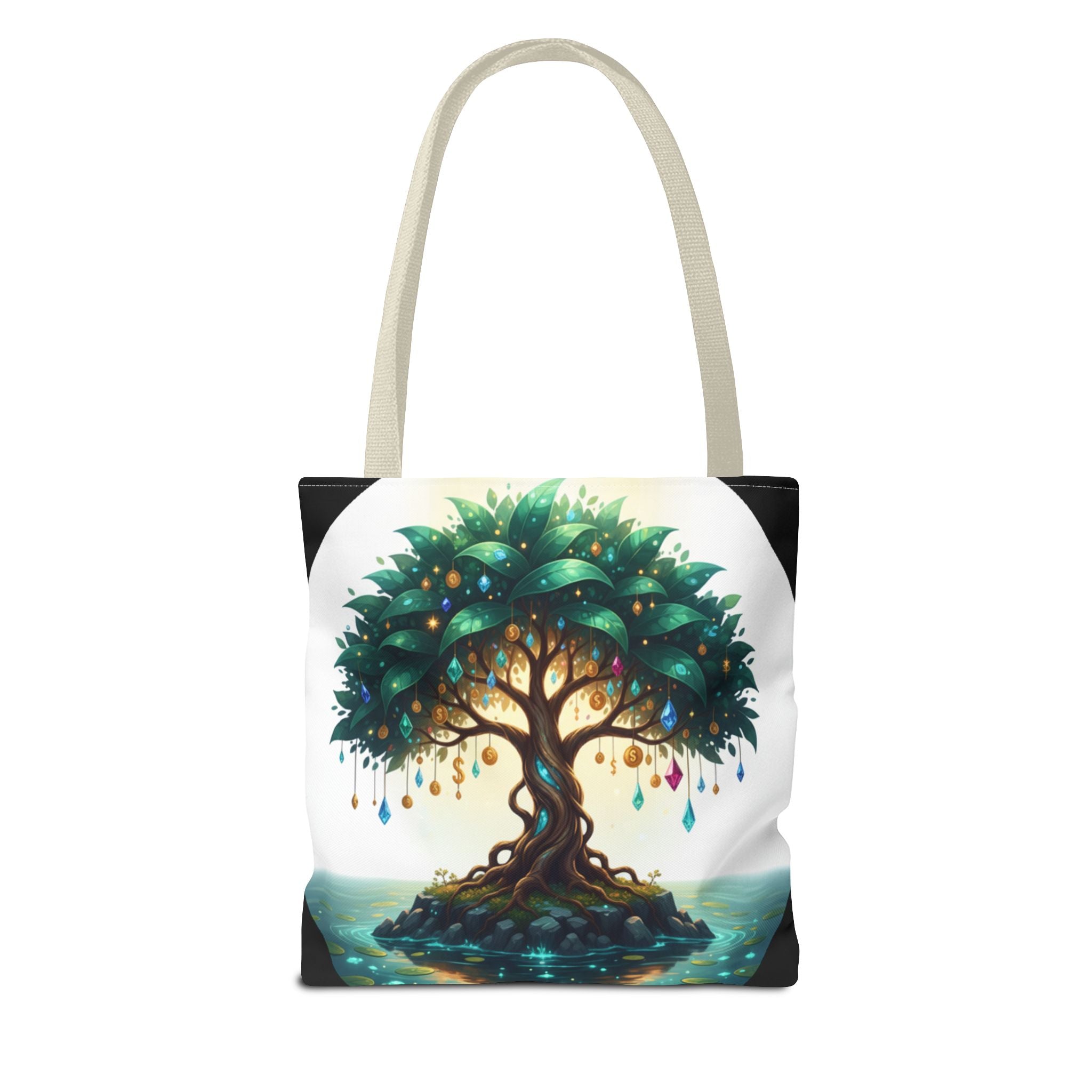 Enchanted Tree Tote Bag - Mystical Gem-Decorated Tree All-Over Print