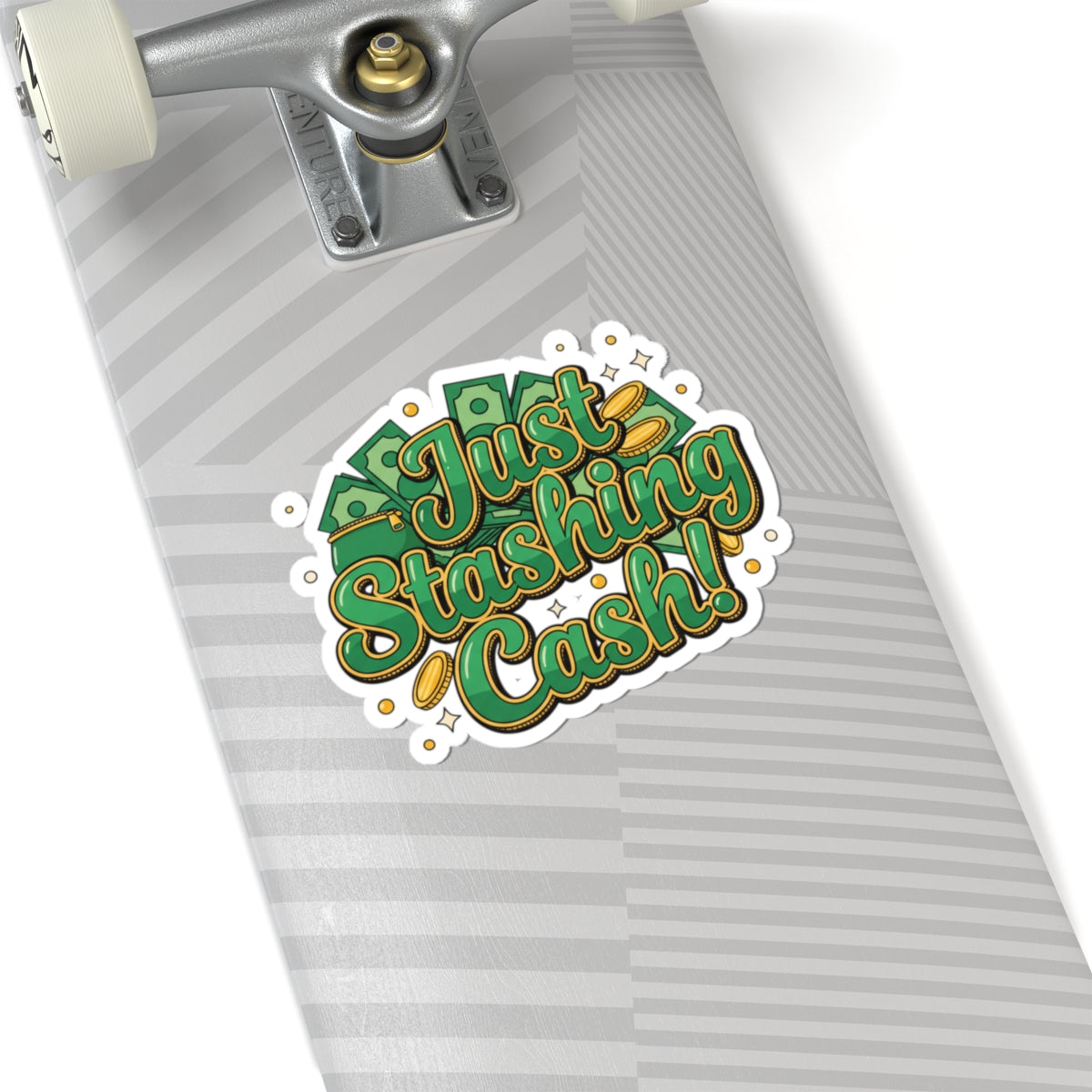 Just Stashing Cash Sticker — Money-Themed Kiss-Cut Vinyl Sticker