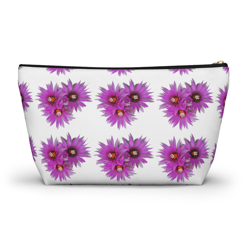 Purple Daisy Accessory Pouch — Floral Makeup & Travel T-Bottom Bag