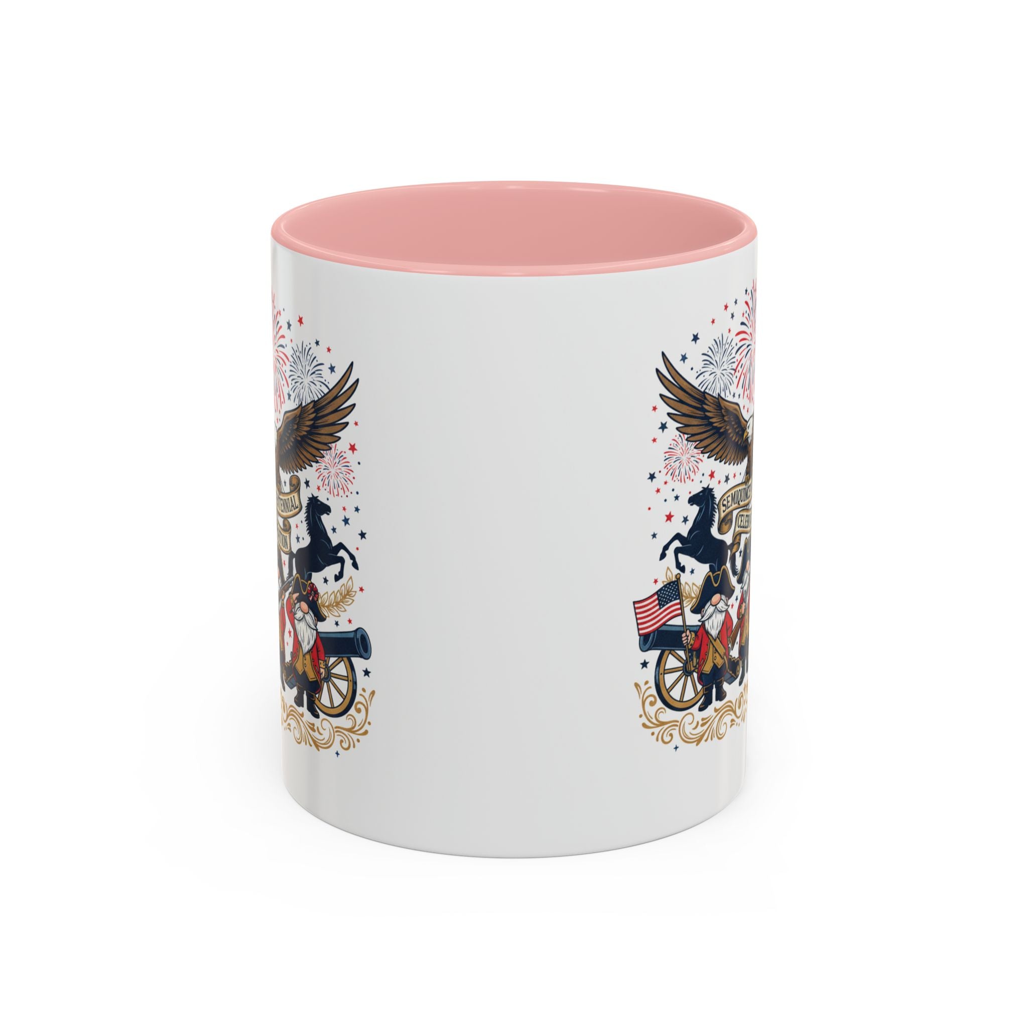 Patriotic Eagle & Revolutionary Soldiers Coffee Mug — Bicentennial Celebration Accent Mug