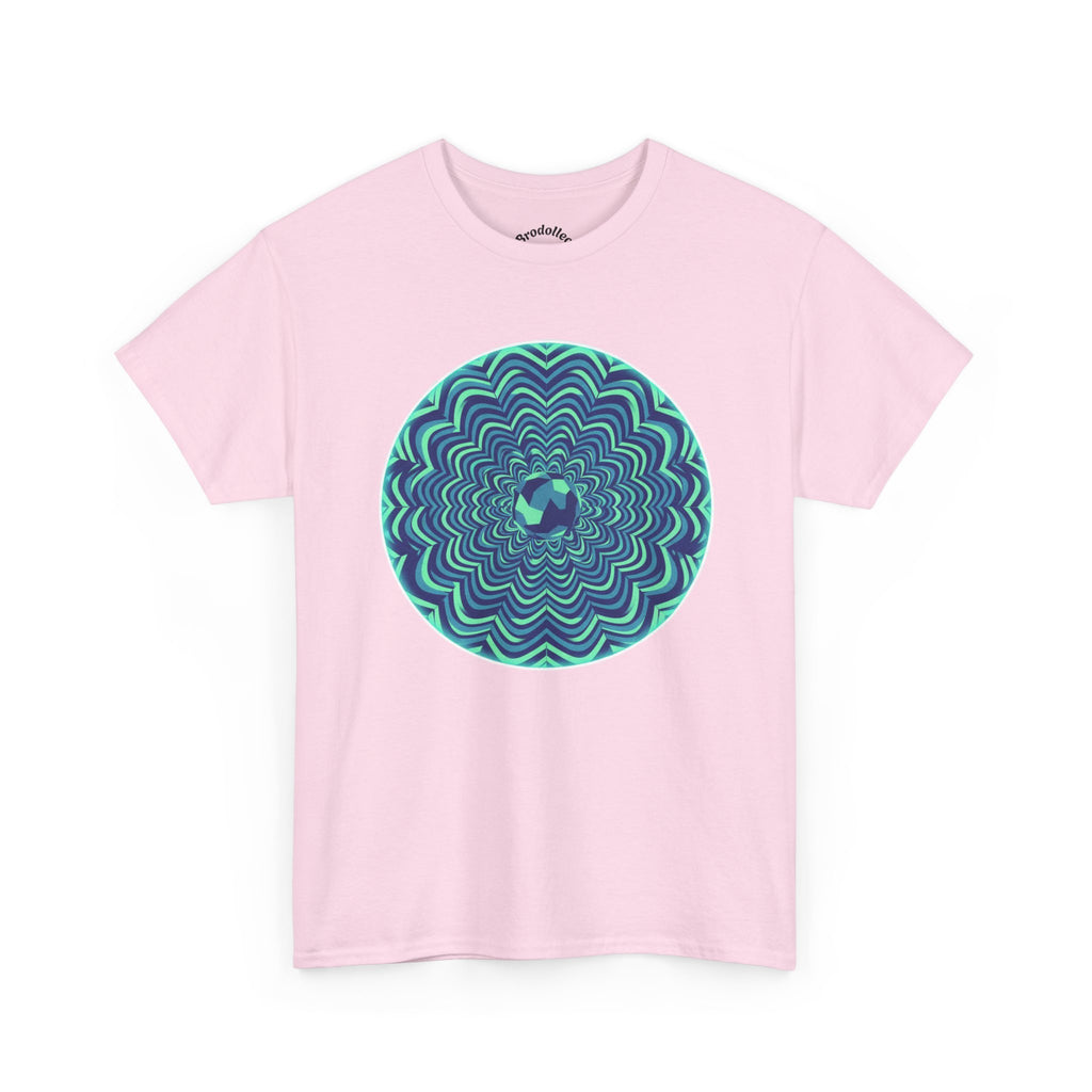 Psychedelic Mandala Tee — Blue Green Optical Spiral T-Shirt