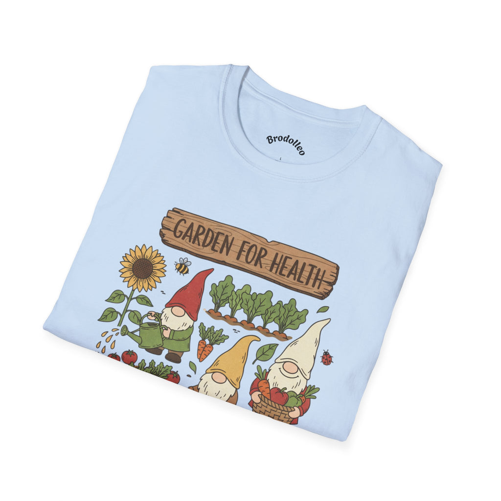 Garden Gnome T-Shirt — "Garden for Health" Cute Gardening Tee