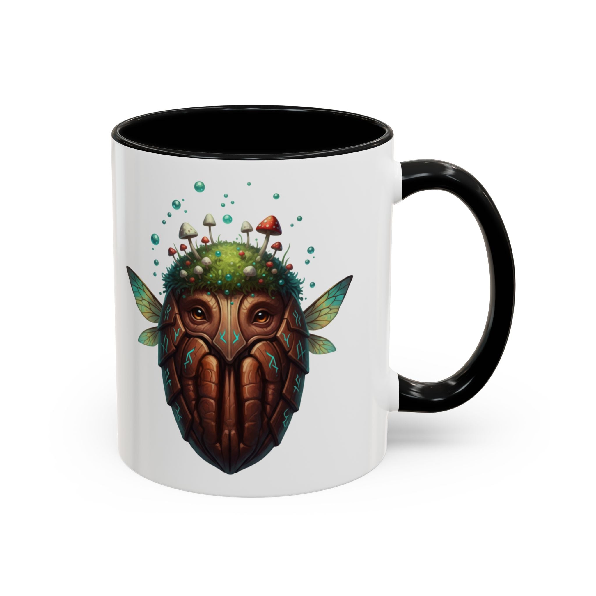 Mushroom Forest Mask Accent Coffee Mug — Fantasy Woodland Creature 11/15oz
