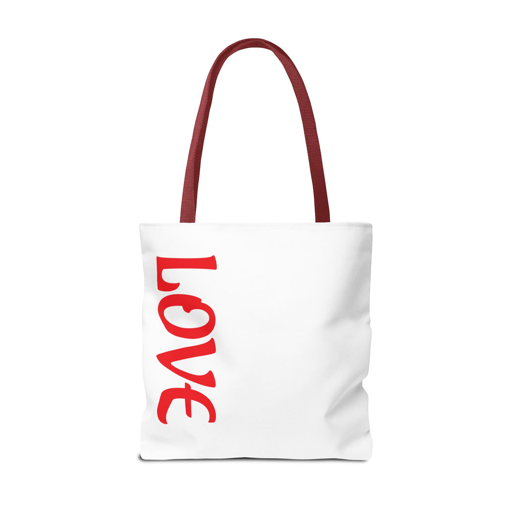 LOVE Vertical Red Tote Bag – Romantic Valentine’s Day Canvas Tote