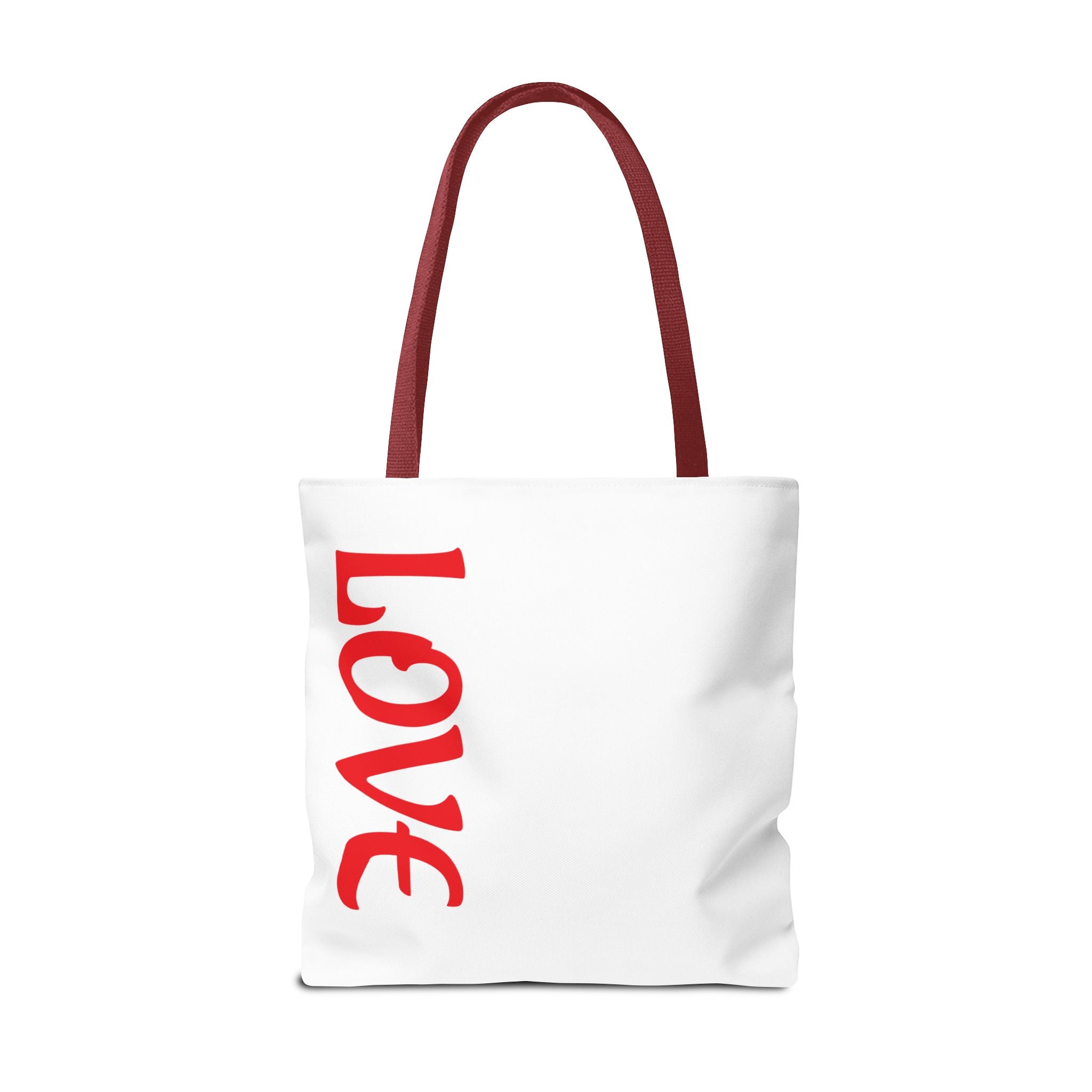 LOVE Vertical Red Tote Bag – Romantic Valentine’s Day Canvas Tote