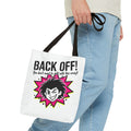 Back Off! Graphic Tote Bag — Funny Retro Punk Design