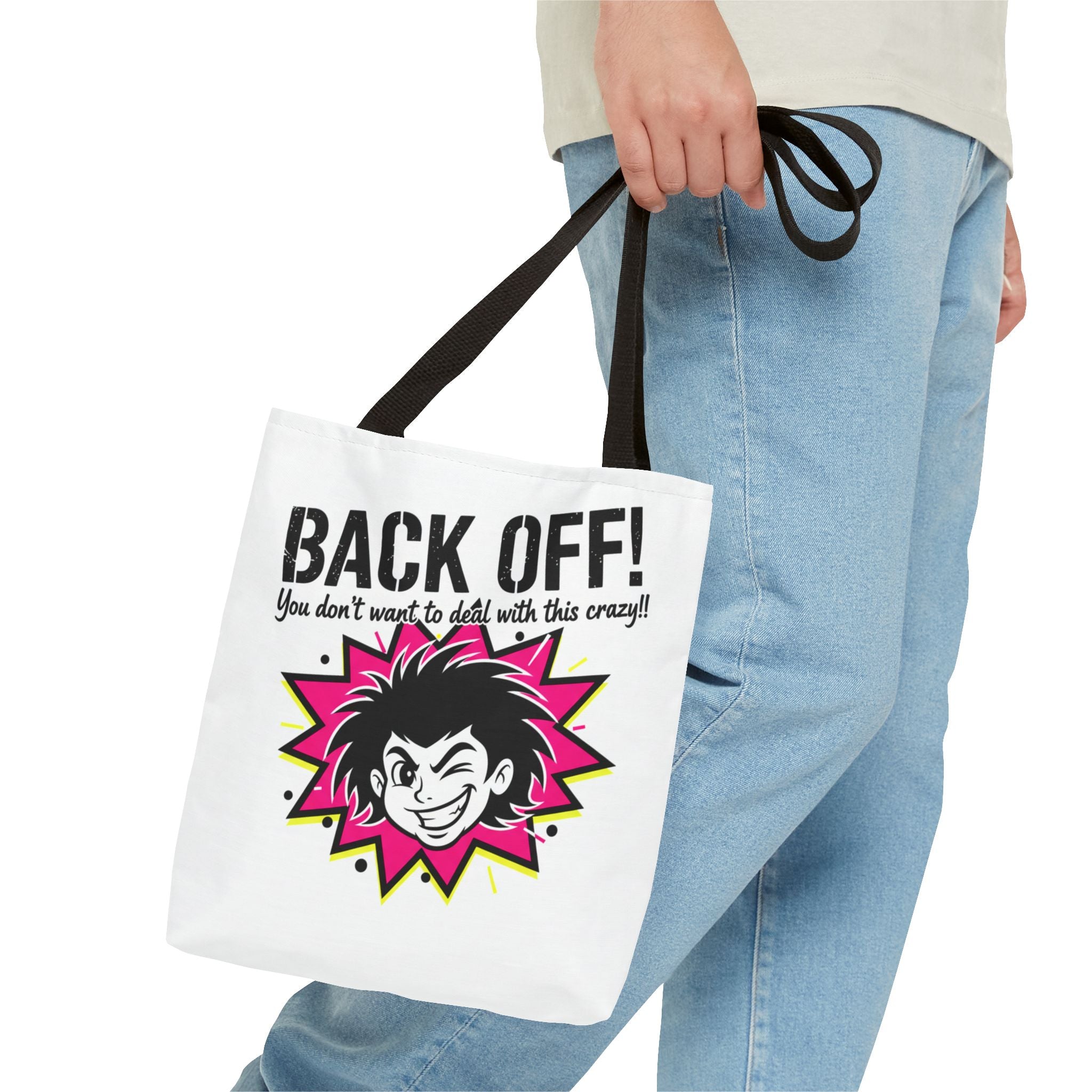 Back Off! Graphic Tote Bag — Funny Retro Punk Design