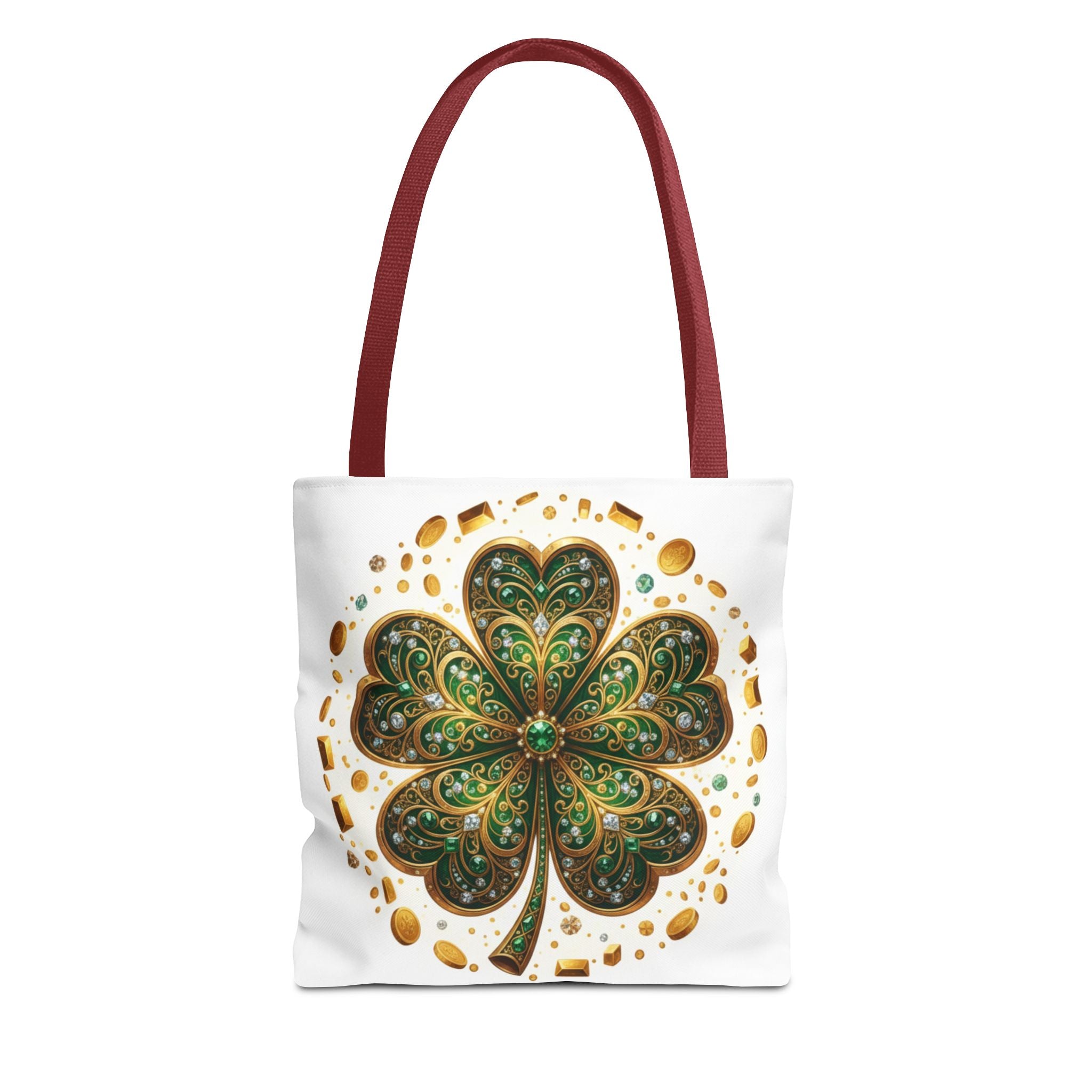 Celtic Shamrock Tote Bag — Green Four-Leaf Clover St. Patrick’s Day All-Over Print