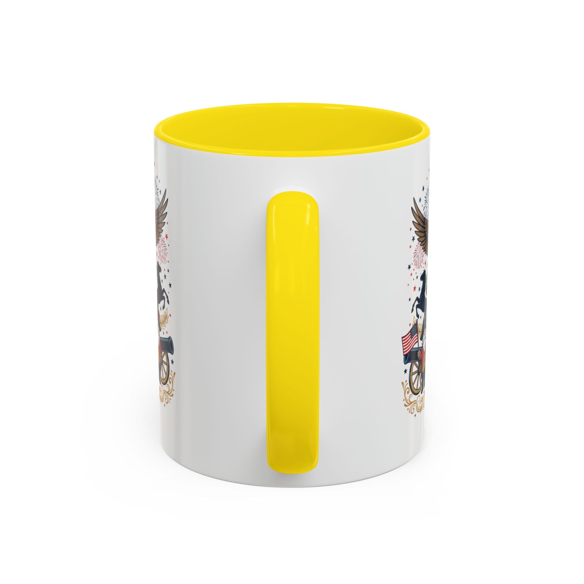 Patriotic Eagle & Revolutionary Soldiers Coffee Mug — Bicentennial Celebration Accent Mug