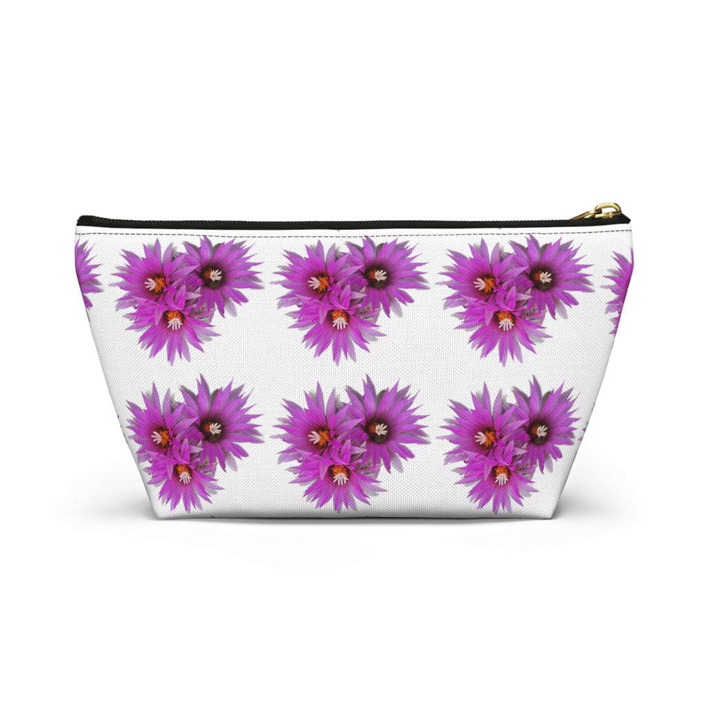 Purple Daisy Accessory Pouch — Floral Makeup & Travel T-Bottom Bag