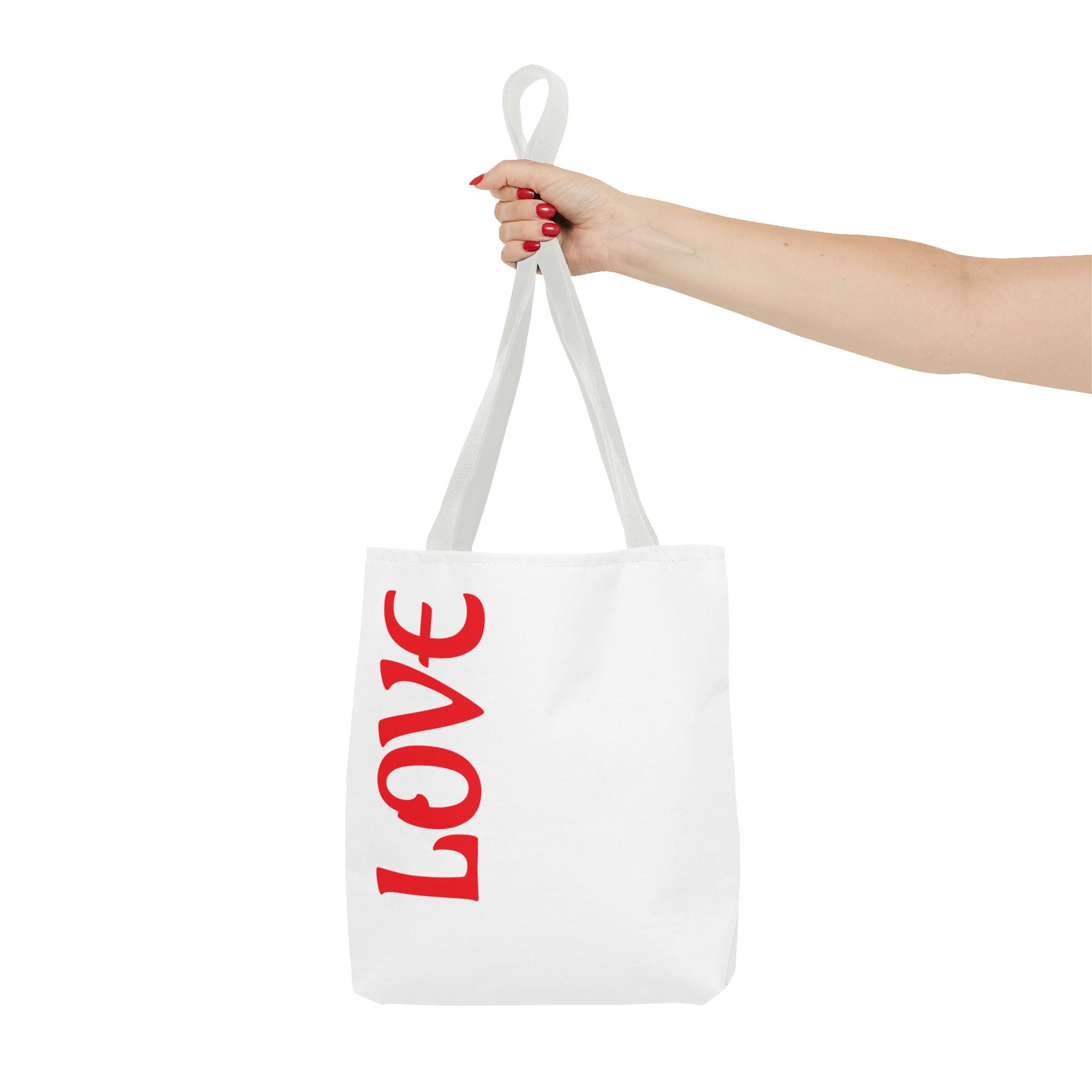 LOVE Vertical Red Tote Bag – Romantic Valentine’s Day Canvas Tote