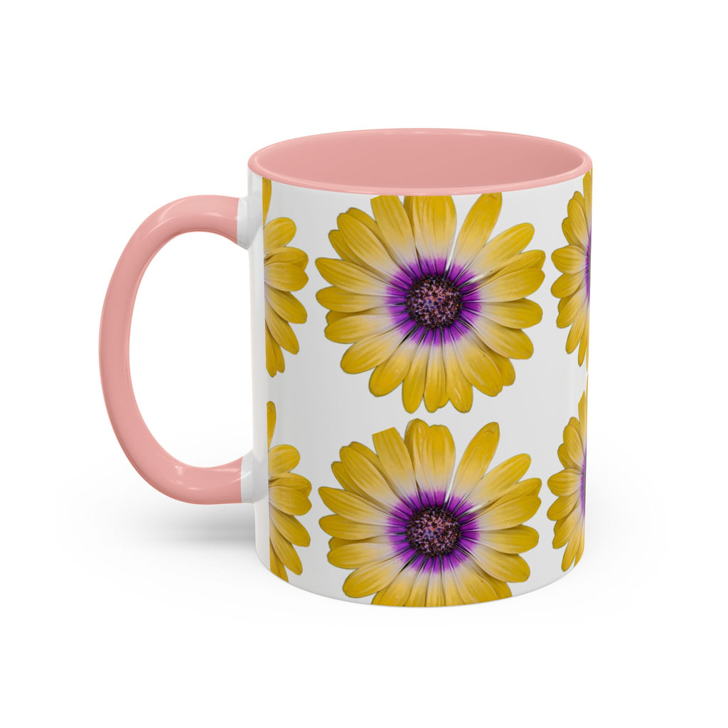 Yellow Purple Daisy Accent Coffee Mug – Floral Pattern 11/15oz