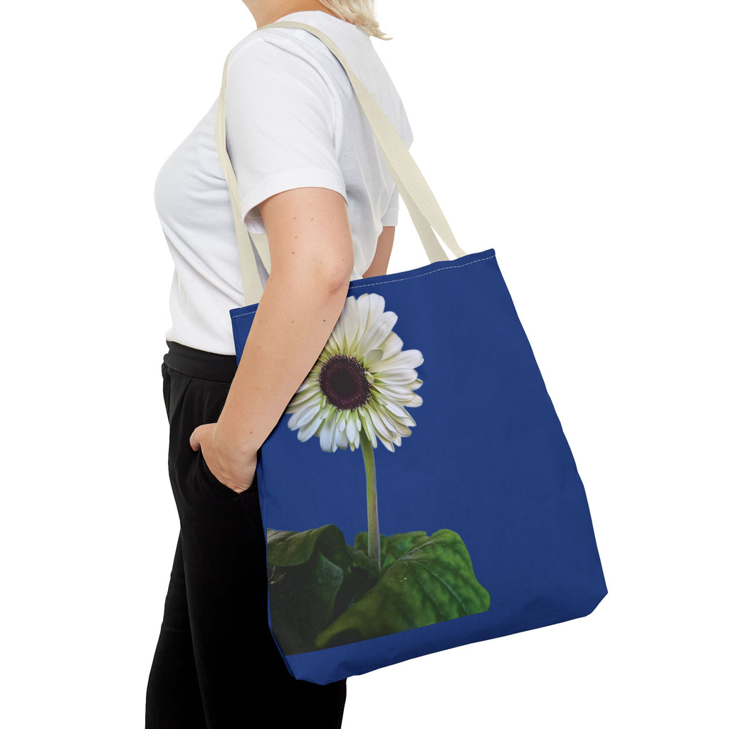 Daisy Print Tote Bag — White Floral All-Over-Print Canvas Tote