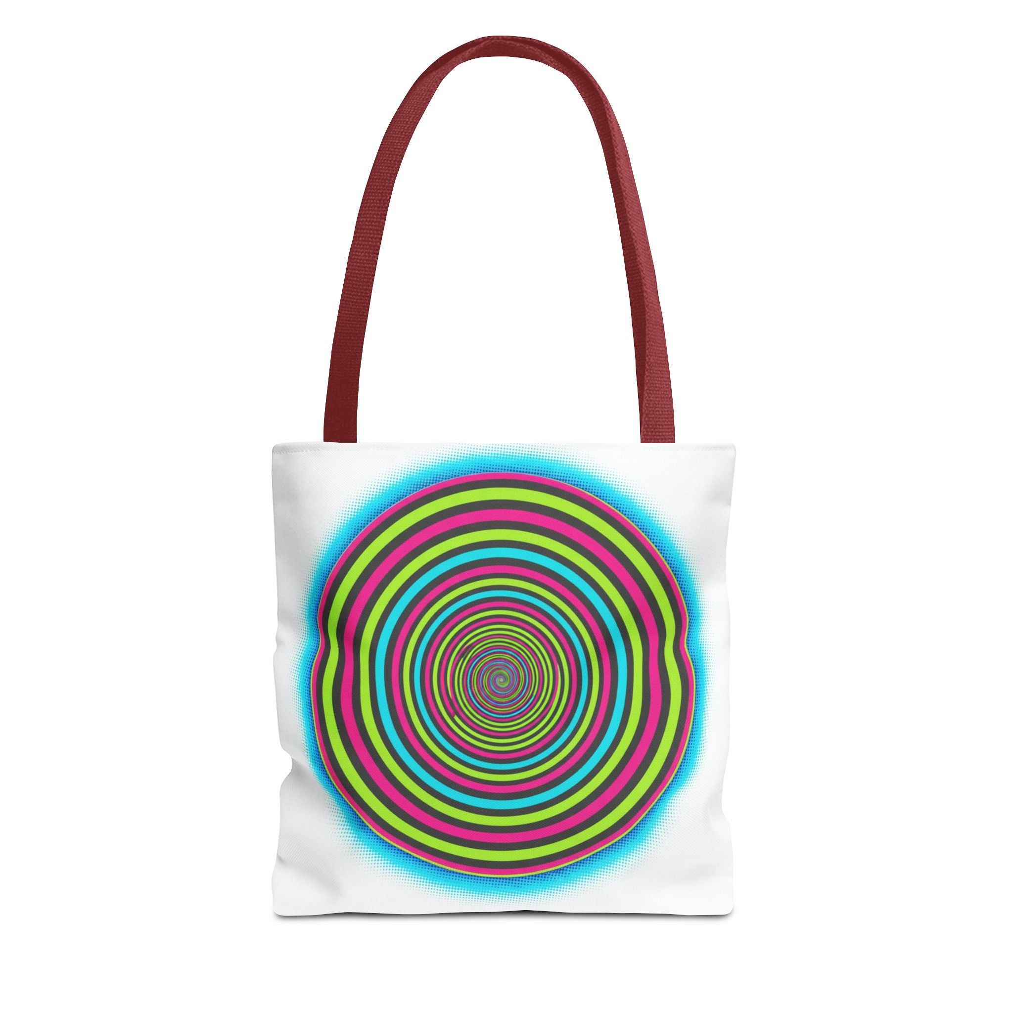Psychedelic Spiral Tote Bag — Colorful Vortex All-Over Print Tote