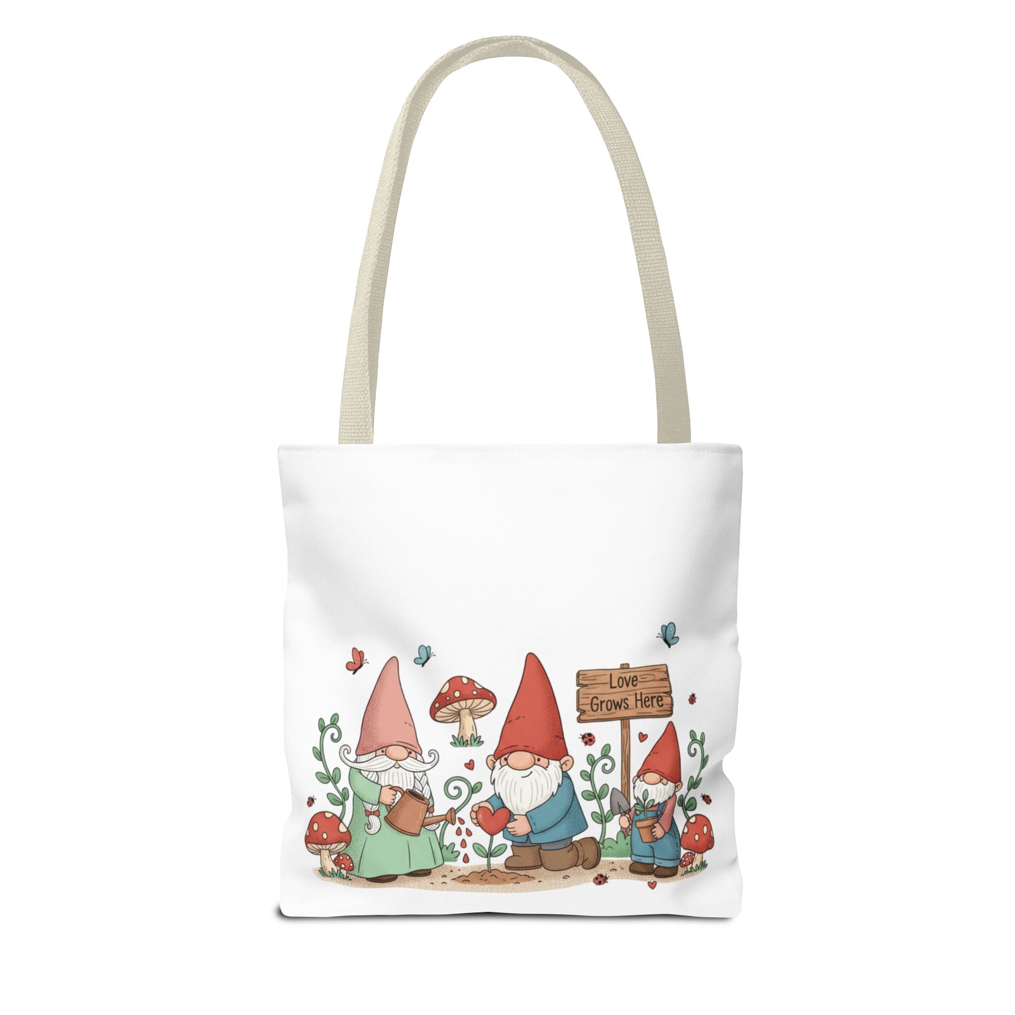 Gnome Garden Tote Bag – Cute Mushroom Gnomes All-Over Print