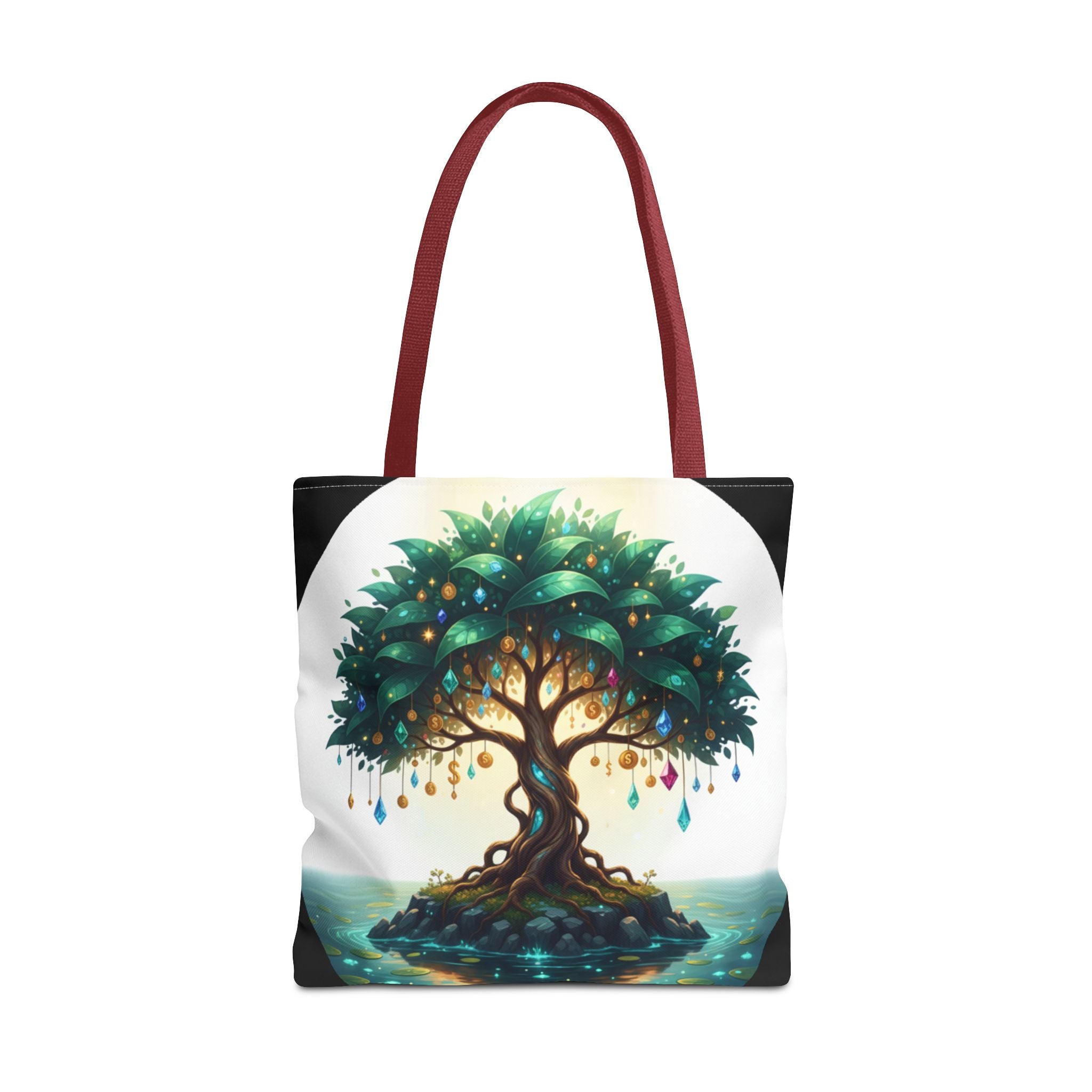 Enchanted Tree Tote Bag - Mystical Gem-Decorated Tree All-Over Print