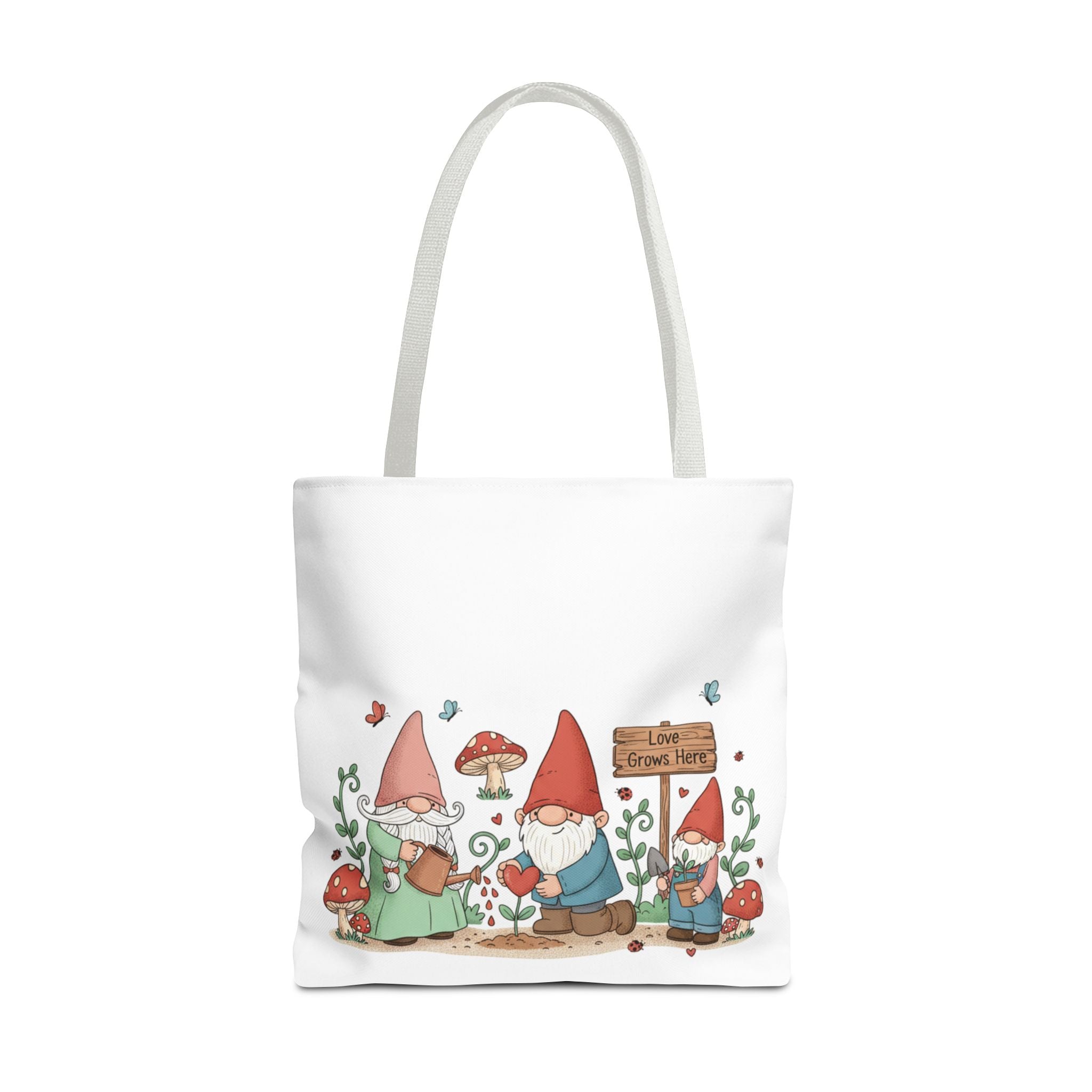 Gnome Garden Tote Bag – Cute Mushroom Gnomes All-Over Print