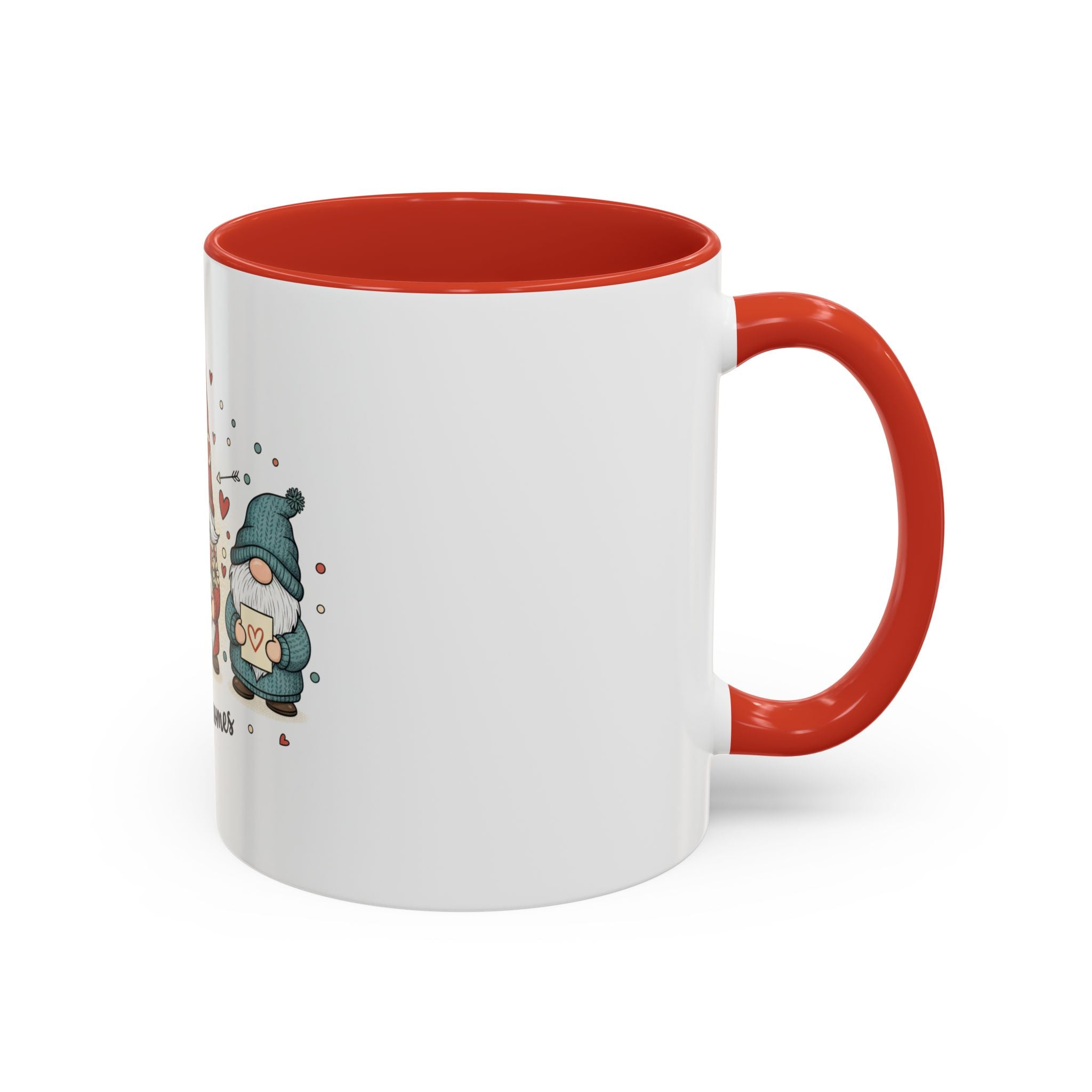 Love Gnomes Accent Coffee Mug — Cute Valentine Heart Gnome Tea Cup (11/15oz)