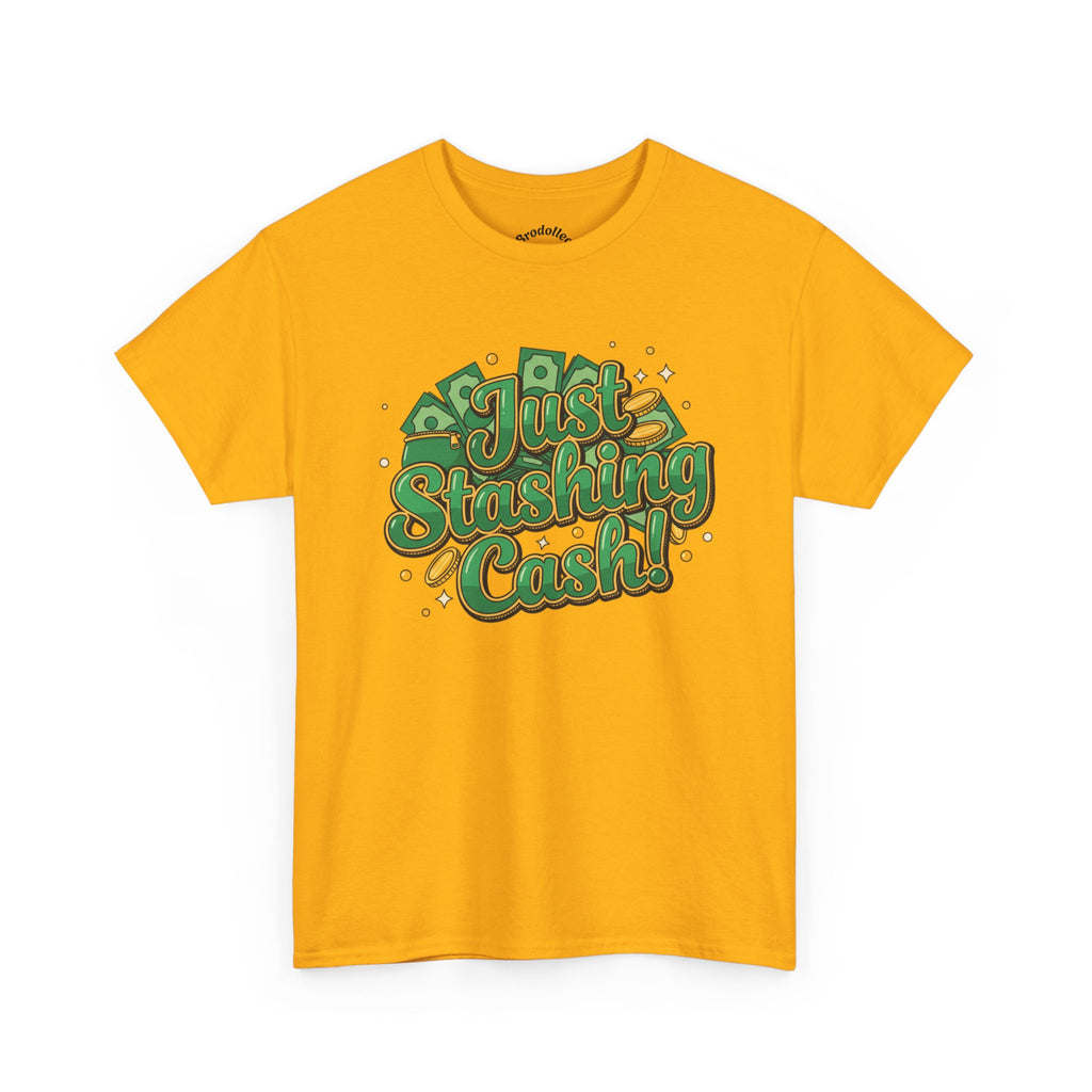T‑Shirt — “Just Stashing Cash!” Retro Script Money Graphic Tee