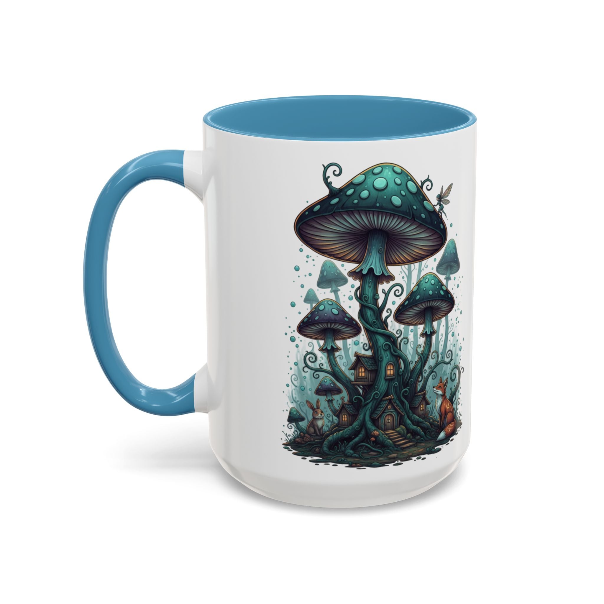 Enchanted Mushroom Cottage Coffee Mug — Fantasy Forest Accent Mug