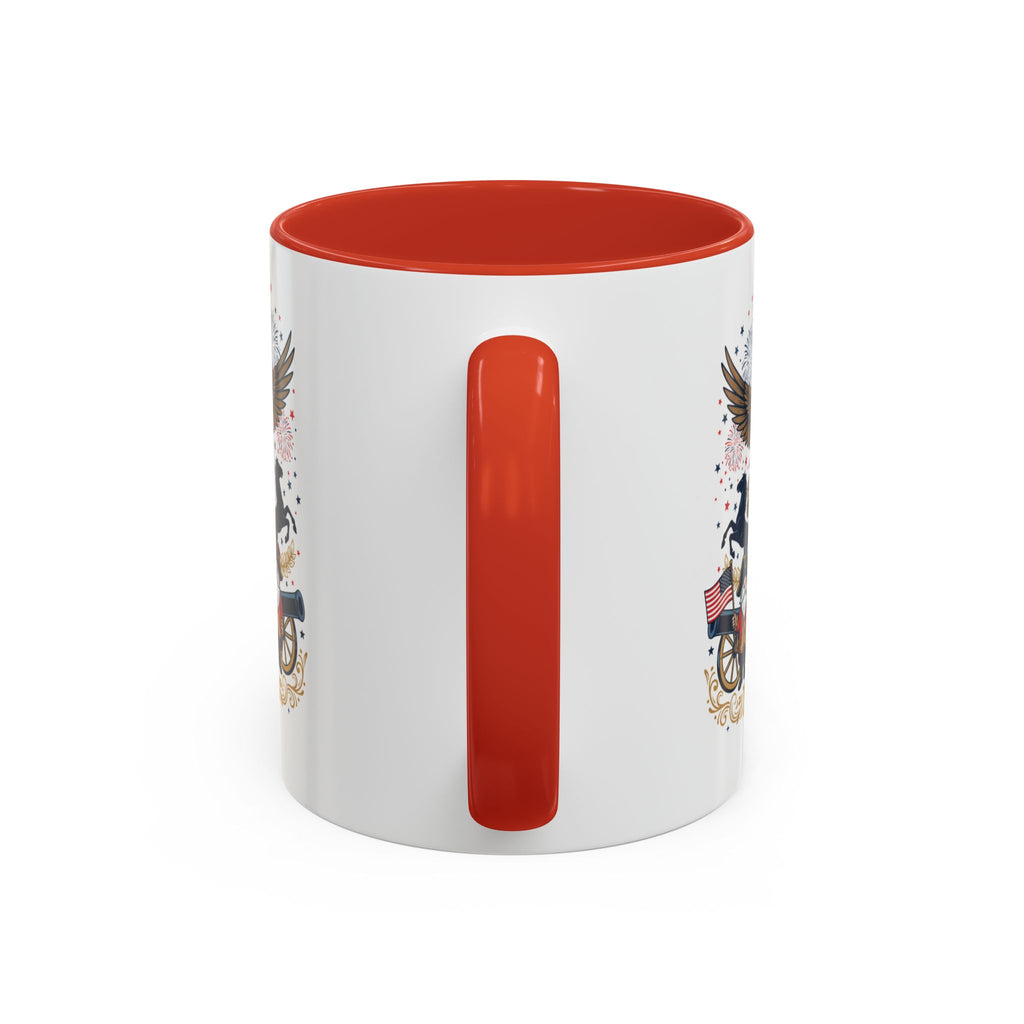 Patriotic Eagle & Revolutionary Soldiers Coffee Mug — Bicentennial Celebration Accent Mug