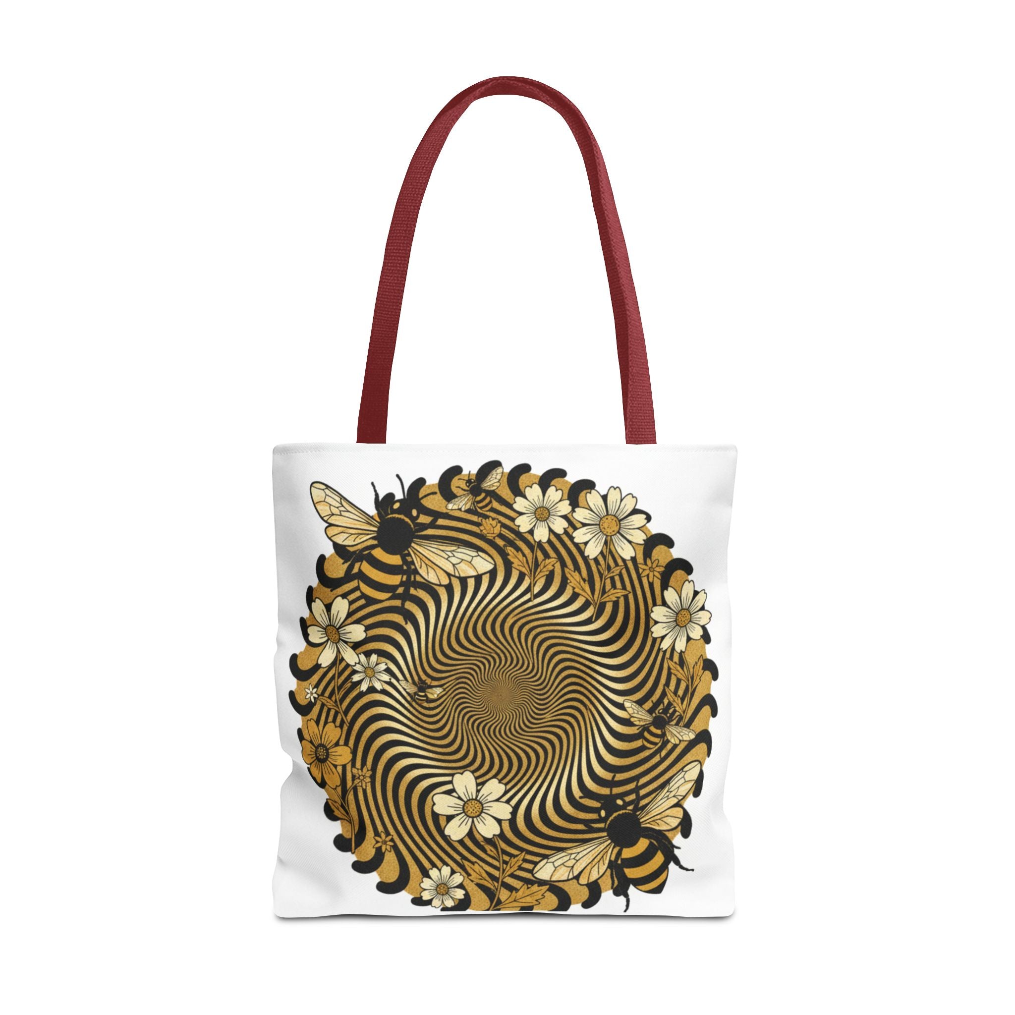 Bee Floral Spiral Tote Bag — Vintage Honeybee Floral Swirl Design