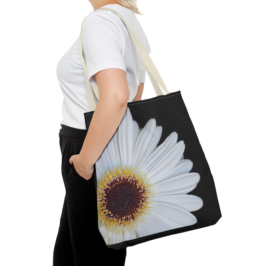 Daisy Corner Tote Bag — White Floral AOP Shopper