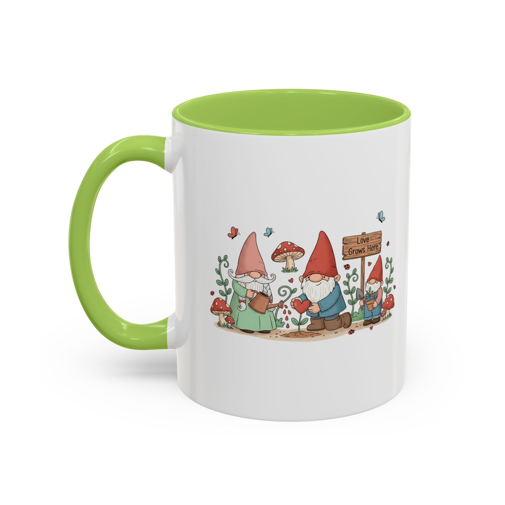 Gnome Garden Coffee Mug — Cute ‘Love Grows Here’ Accent Mug