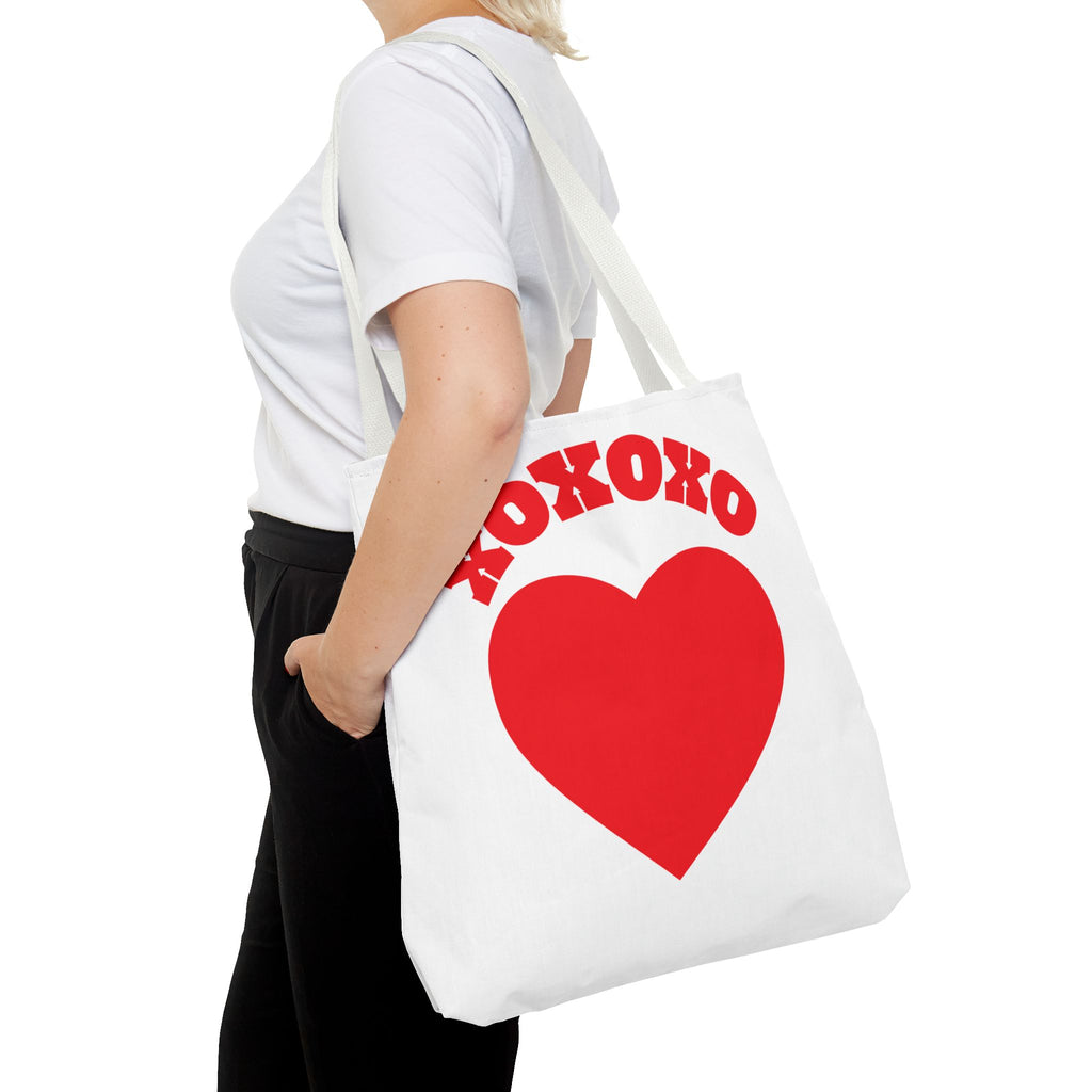 Valentine Heart 'XOXOXO' Tote Bag — Romantic Red Heart Canvas Tote for Valentine's Day