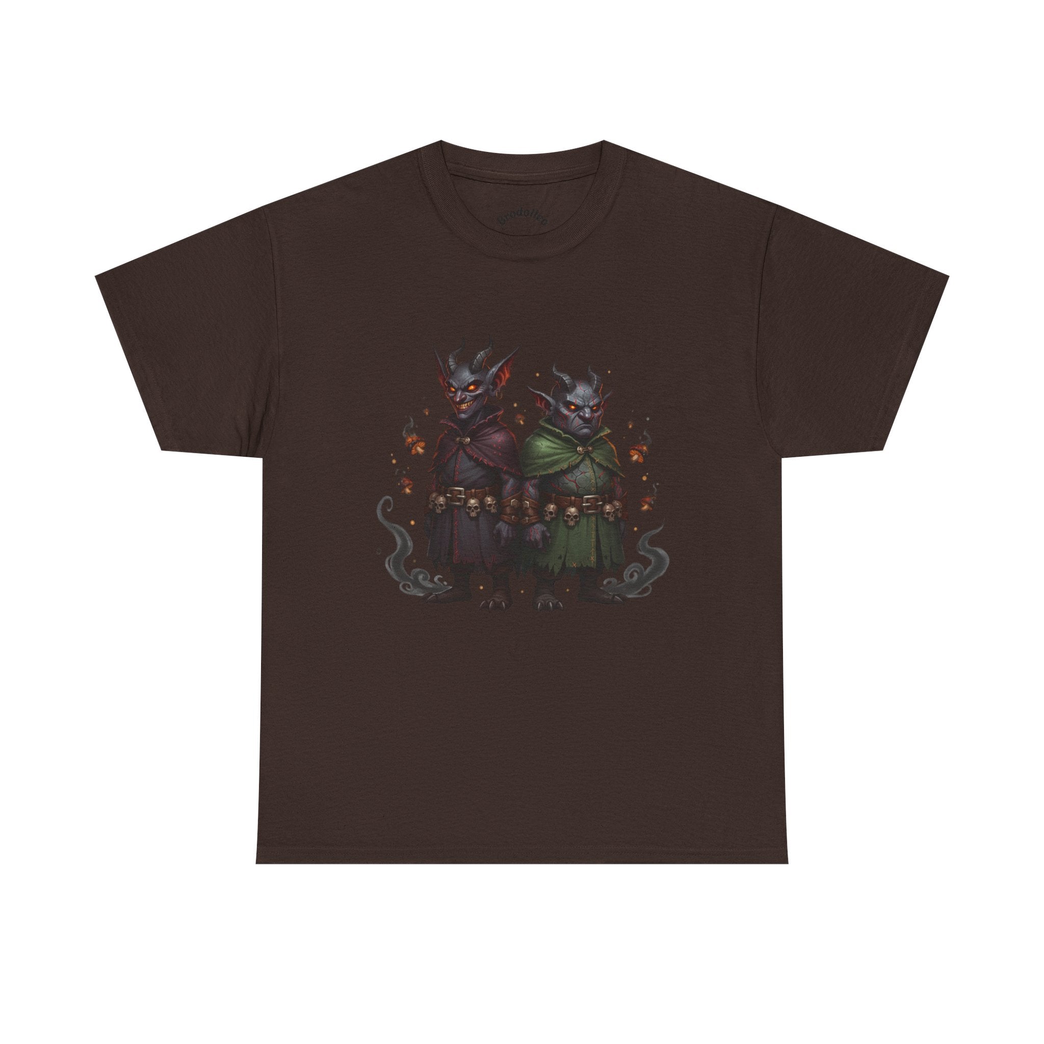Demonic Twins Graphic Tee — Gothic Fantasy Demon Couple T-Shirt