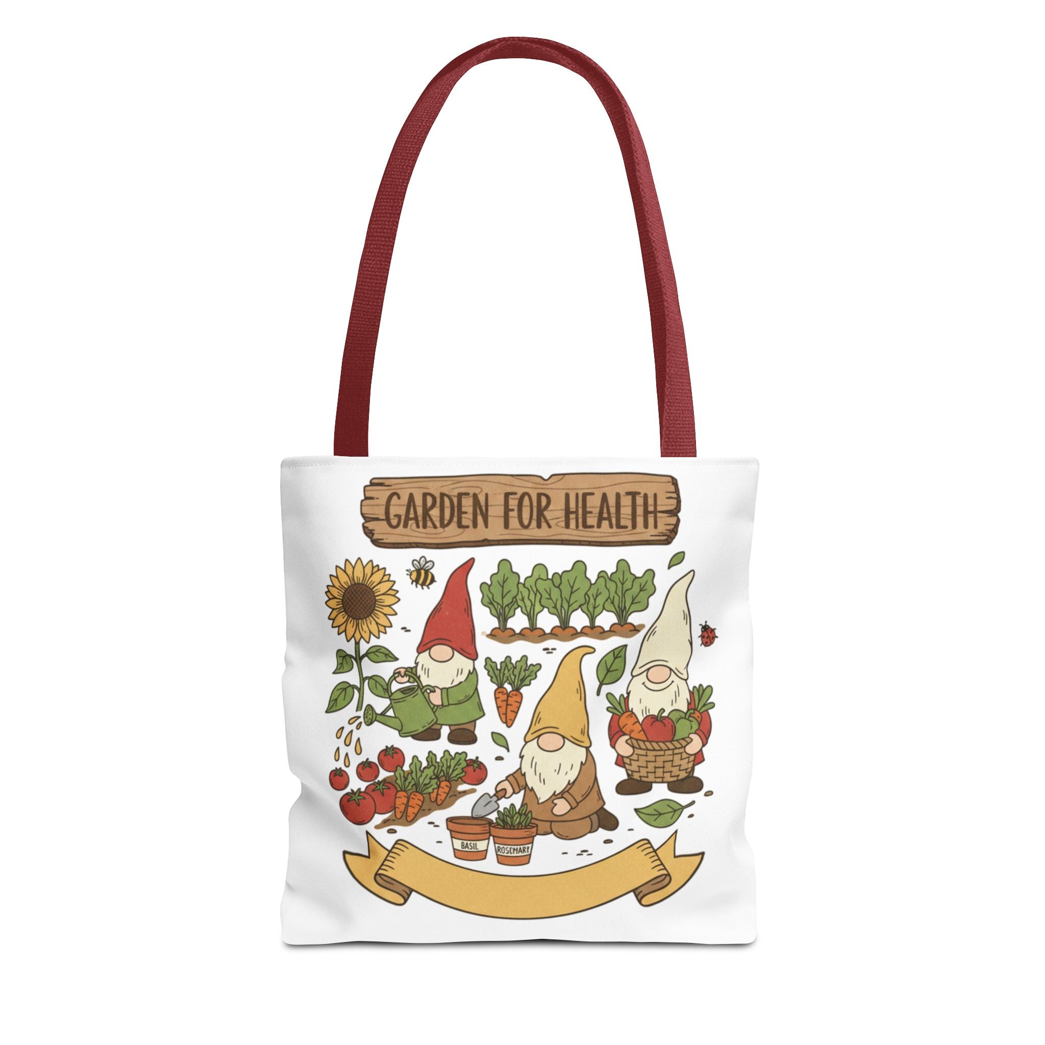 Garden Gnome Tote Bag - "Garden For Health" Cute Eco Shopper