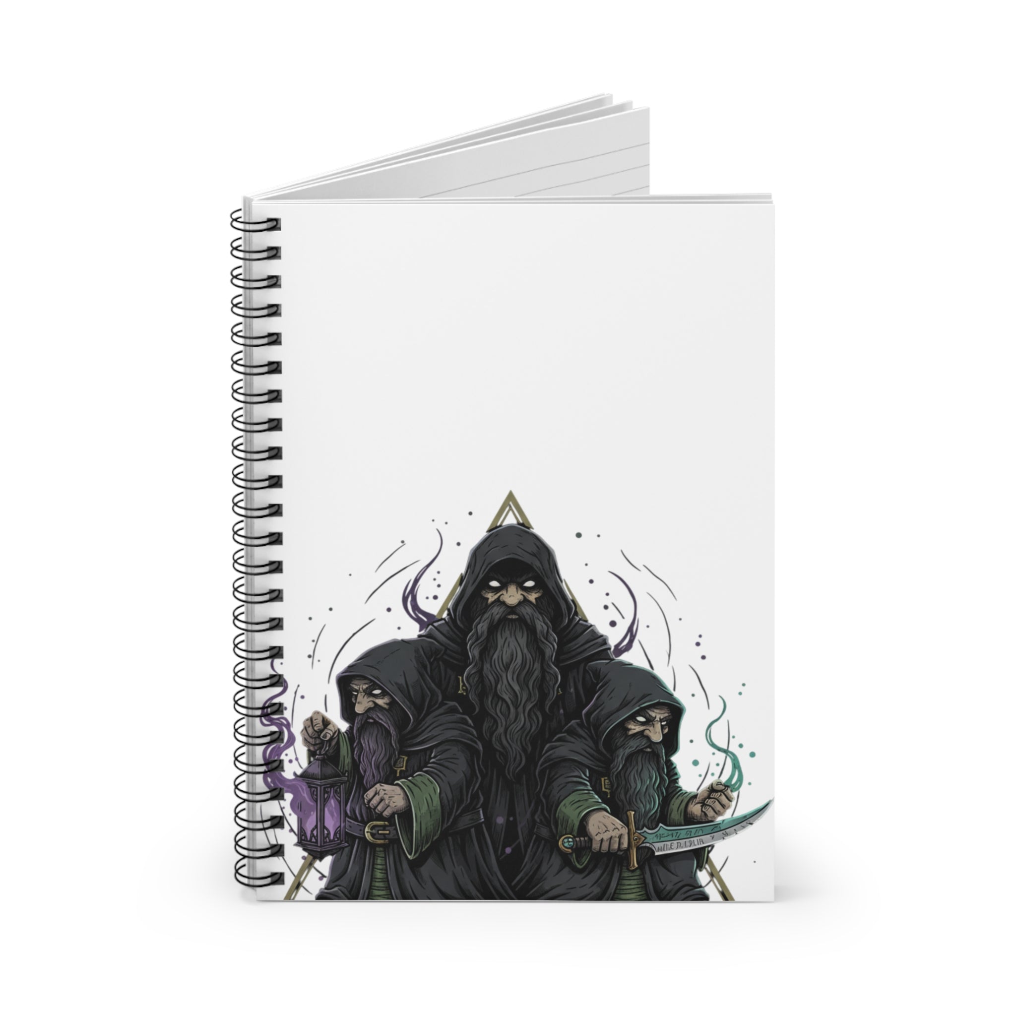Wizards Trio Spiral Notebook — Fantasy Mage Illustration Ruled Journal