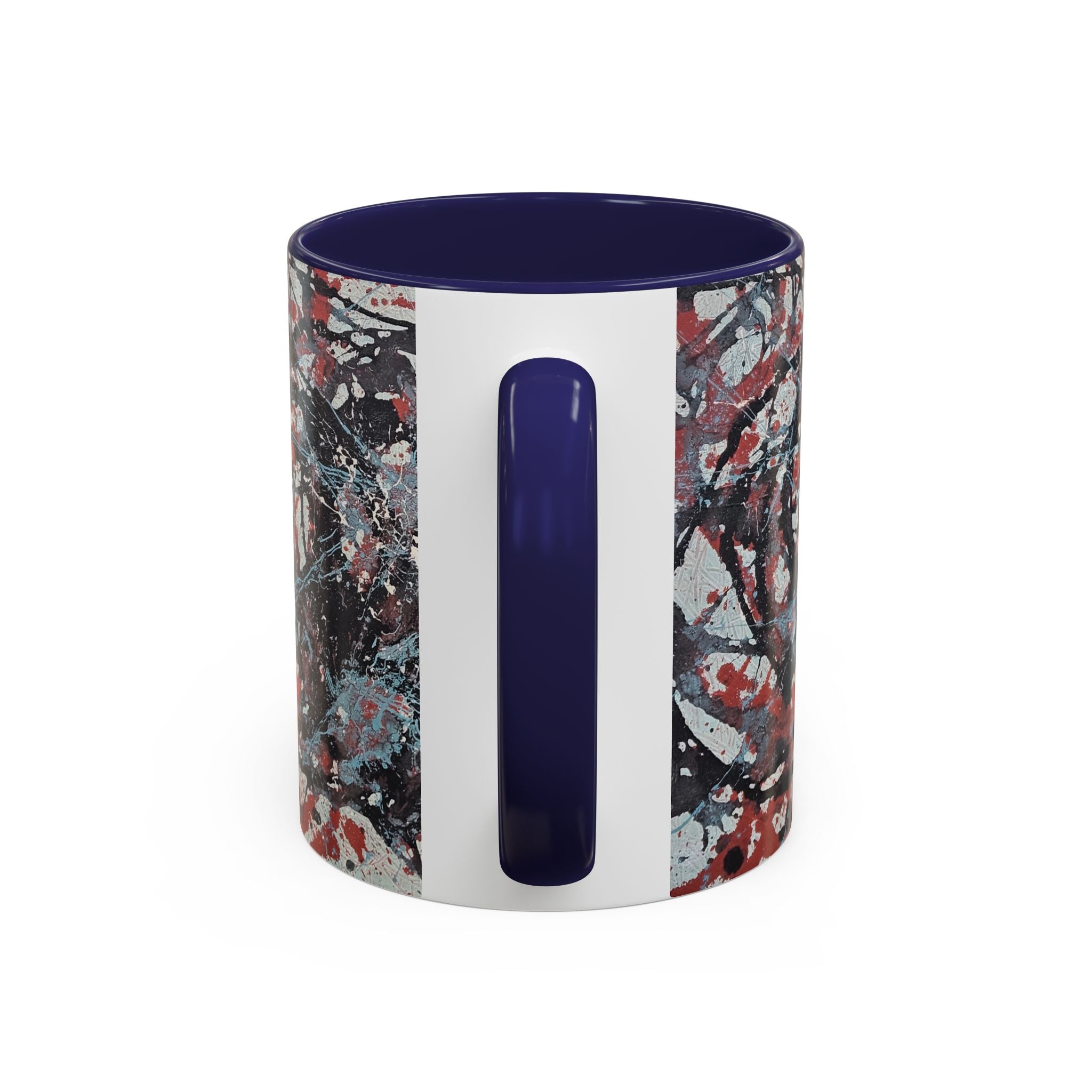 Abstract Splatter Accent Coffee Mug — Red, Black & White Artistic Design (11/15oz)