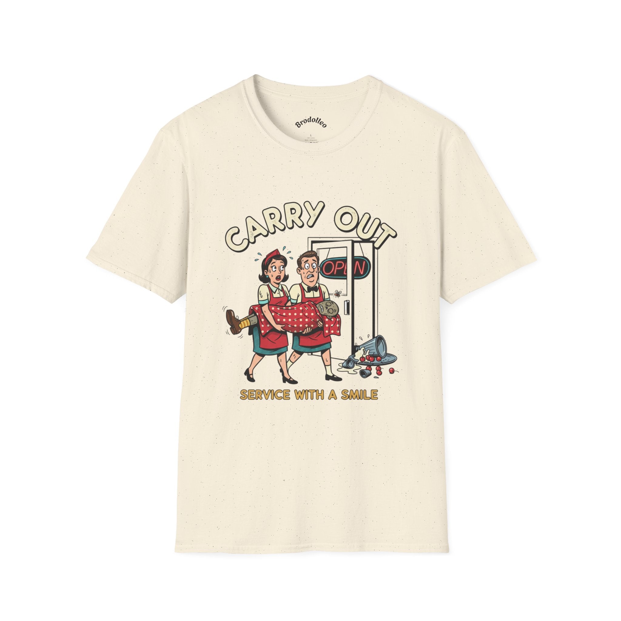 Carry Out T-Shirt — Retro 'Carry Out: Service With a Smile' Vintage Diner Tee