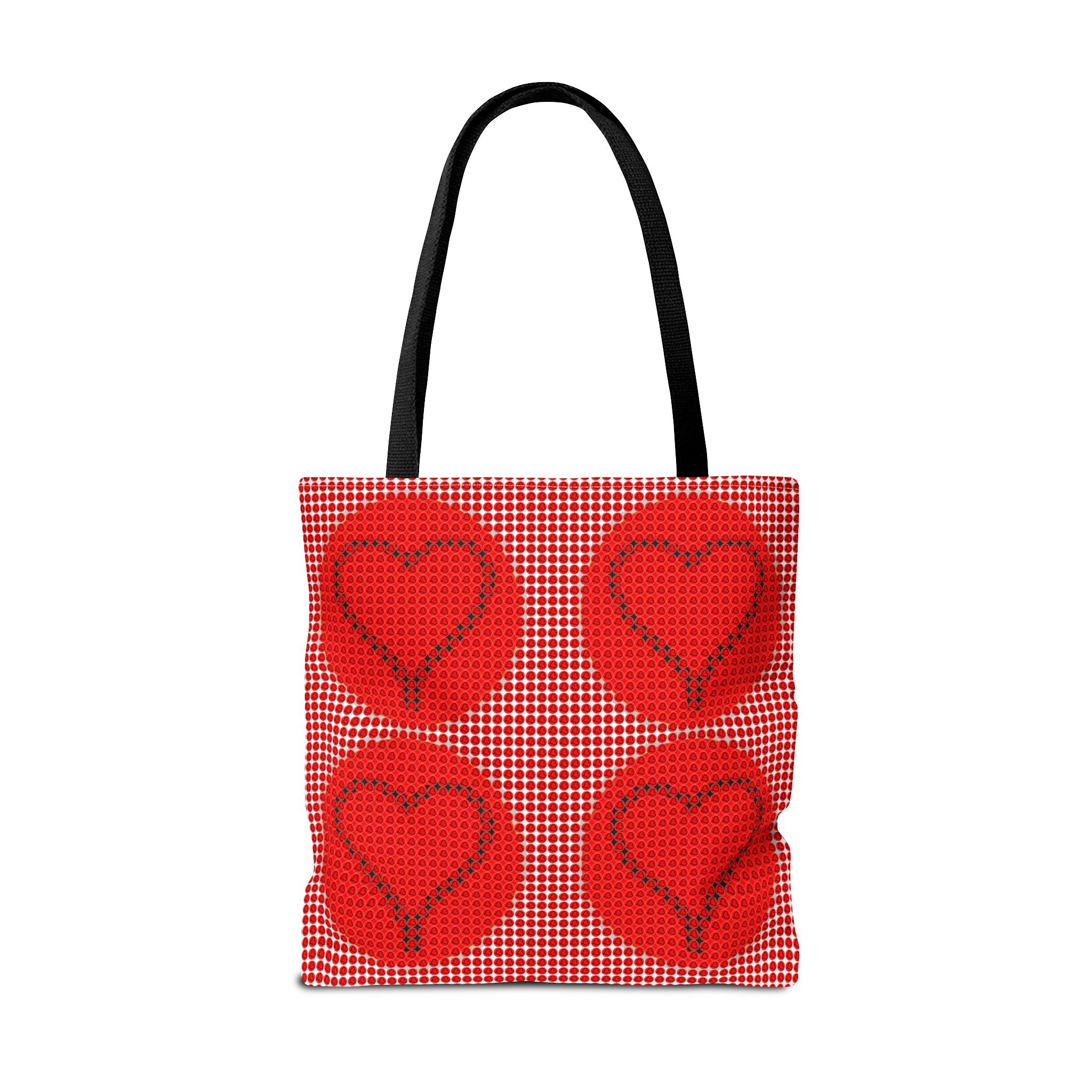 Heart Pattern Tote Bag — Red Valentine All-Over Print Canvas Tote