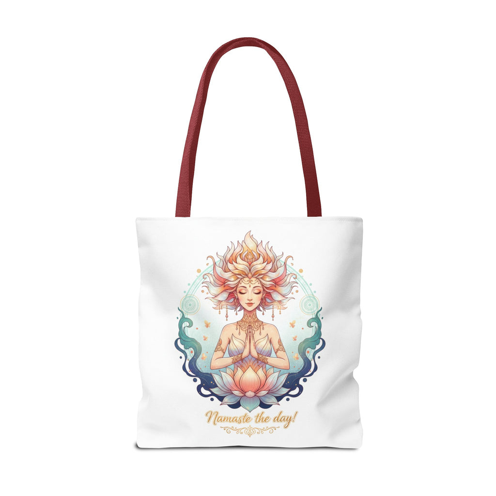 Yoga Lotus Tote Bag — "Namaste the day!" Meditation Canvas Tote