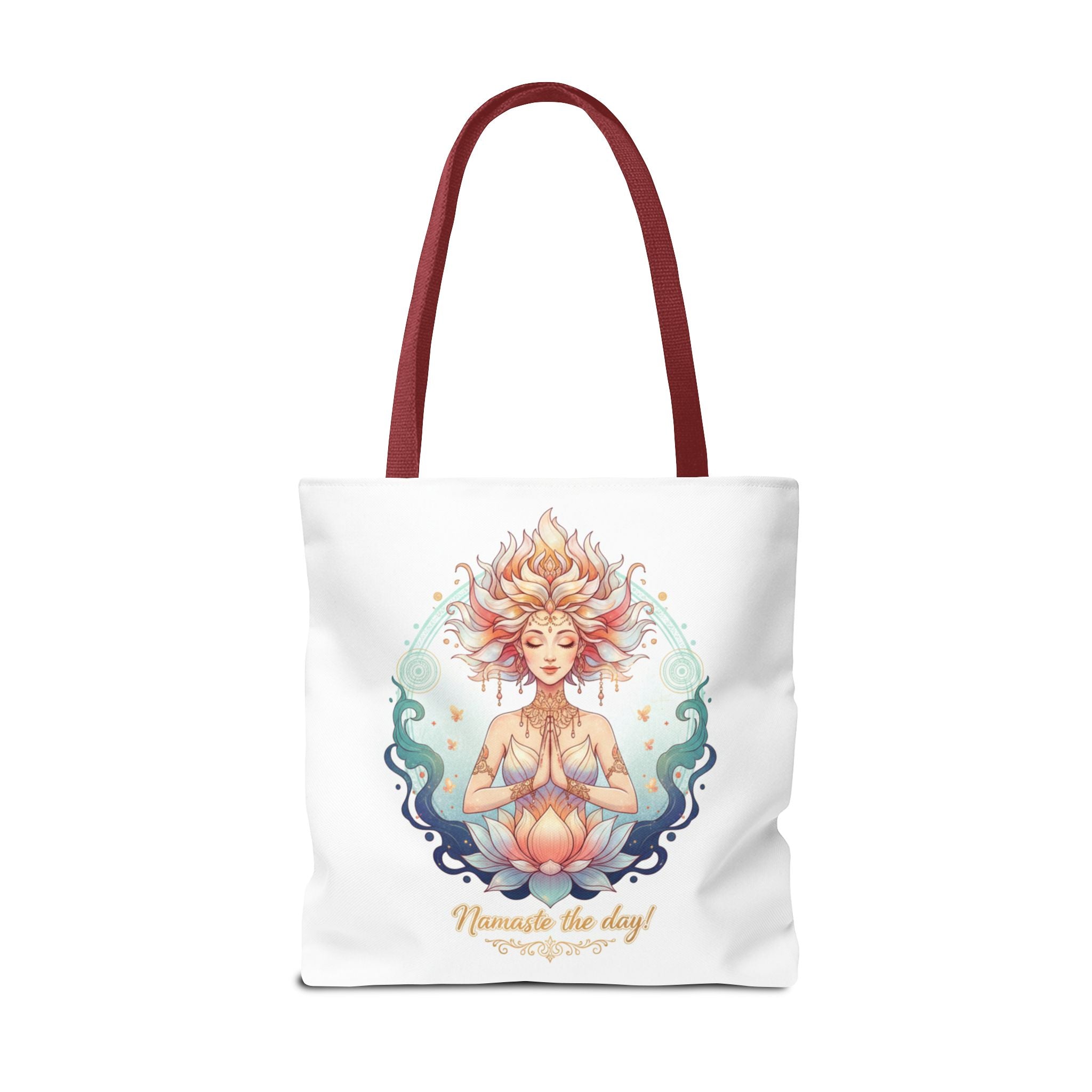 Yoga Lotus Tote Bag — "Namaste the day!" Meditation Canvas Tote