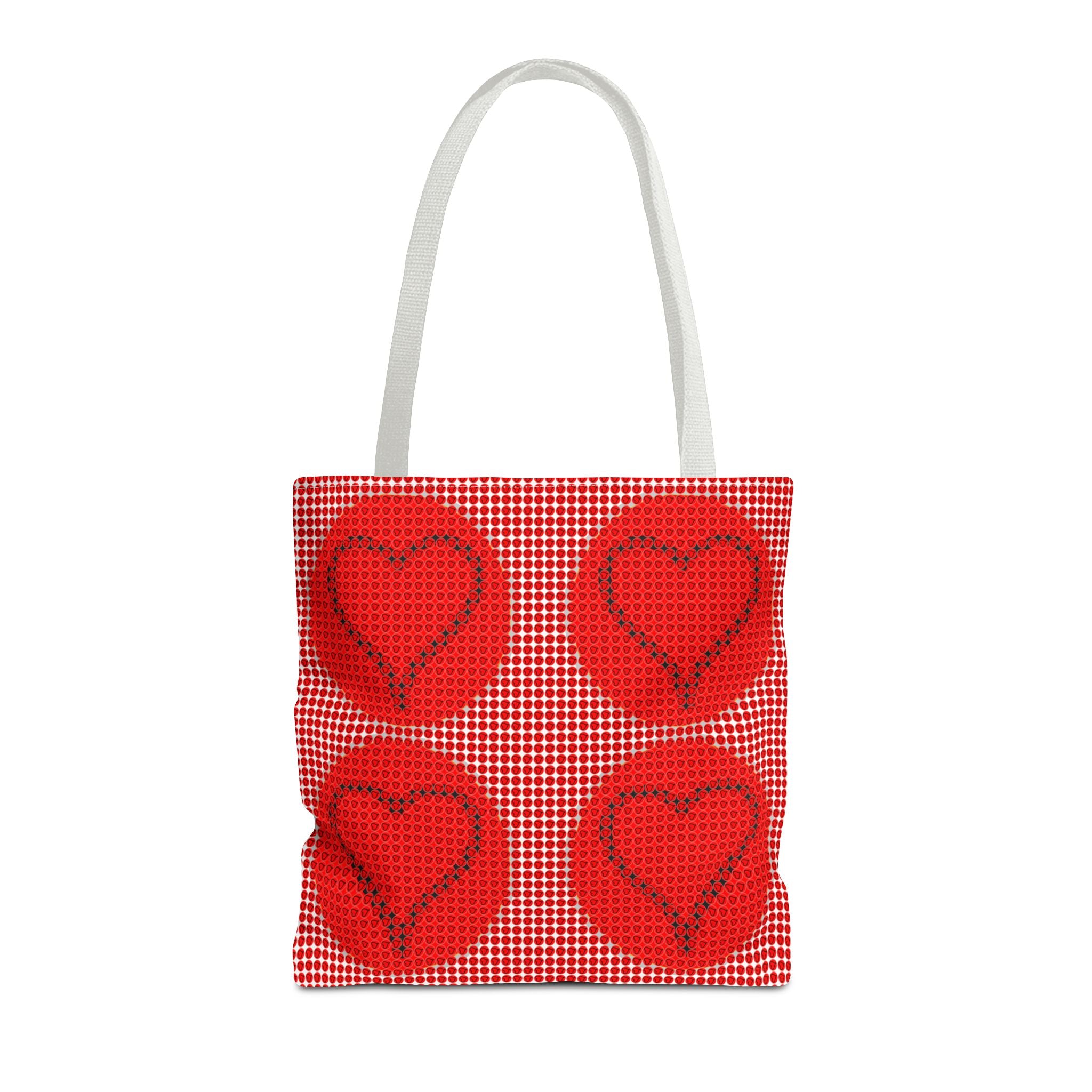 Heart Pattern Tote Bag — Red Valentine All-Over Print Canvas Tote