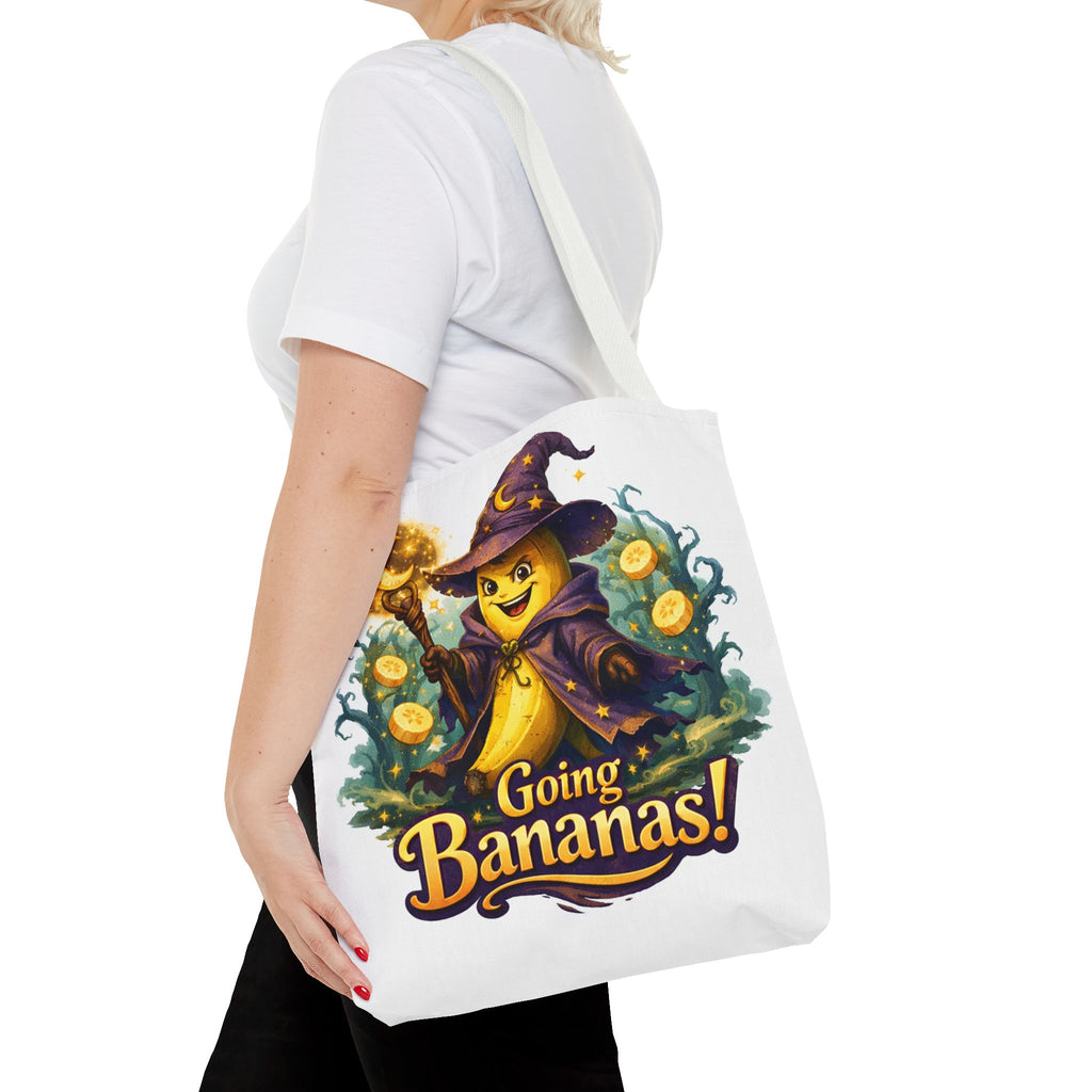 Going Bananas! Witch Banana Tote Bag — Cute Halloween Grocery & Trick-or-Treat Tote