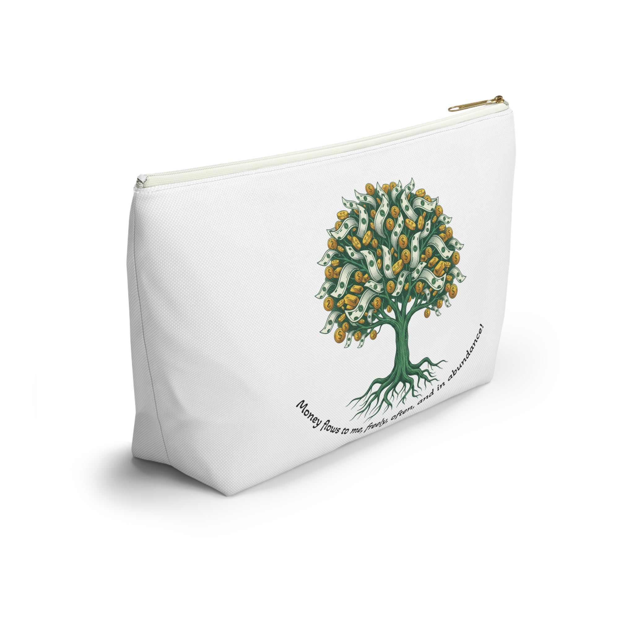 Money Tree Accessory Pouch — "Money Flows to Me, Freely, Often" Cosmetic Bag