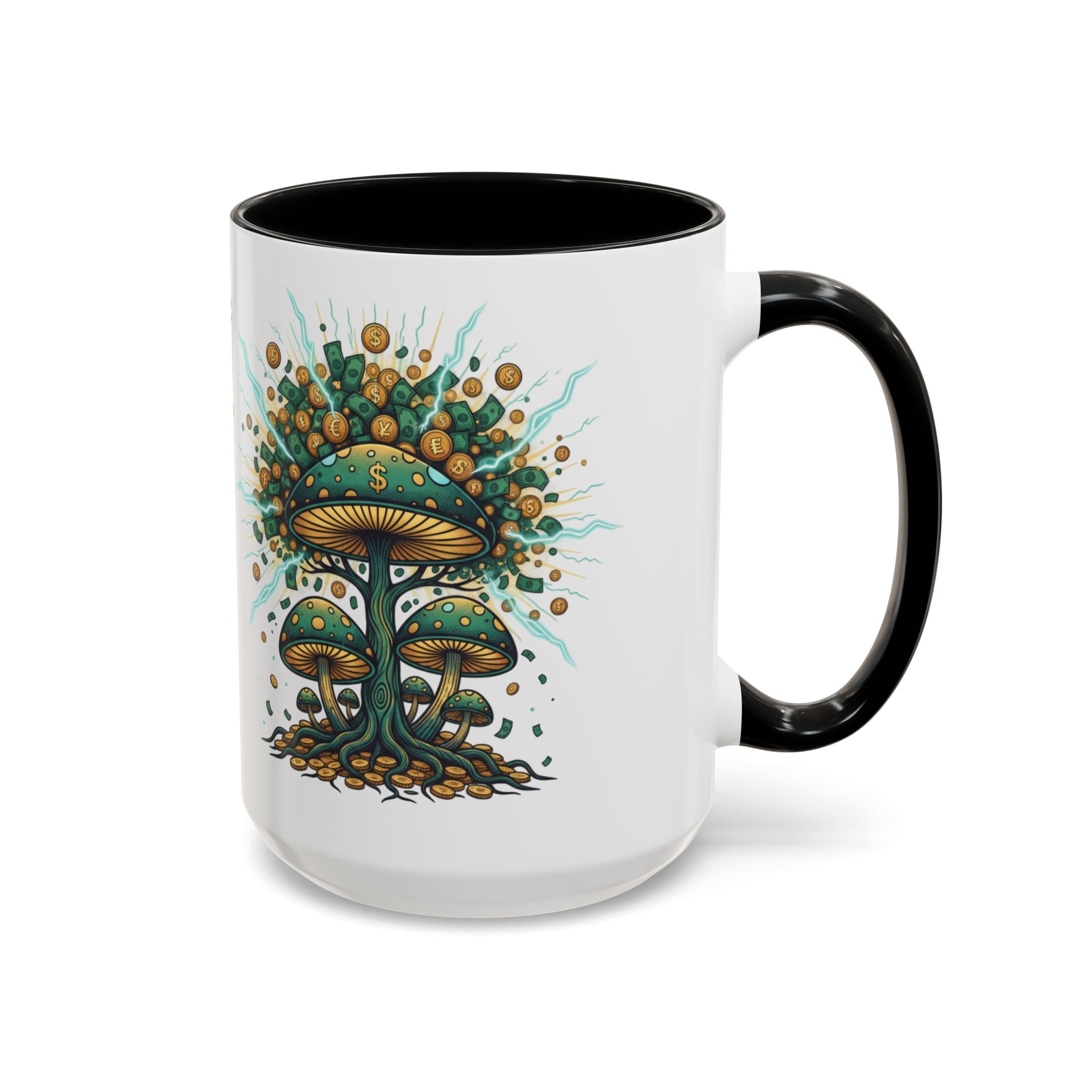 Accent Coffee Mug — 'Money Flows to Me Freely' Mushroom Abundance Design (11/15oz)