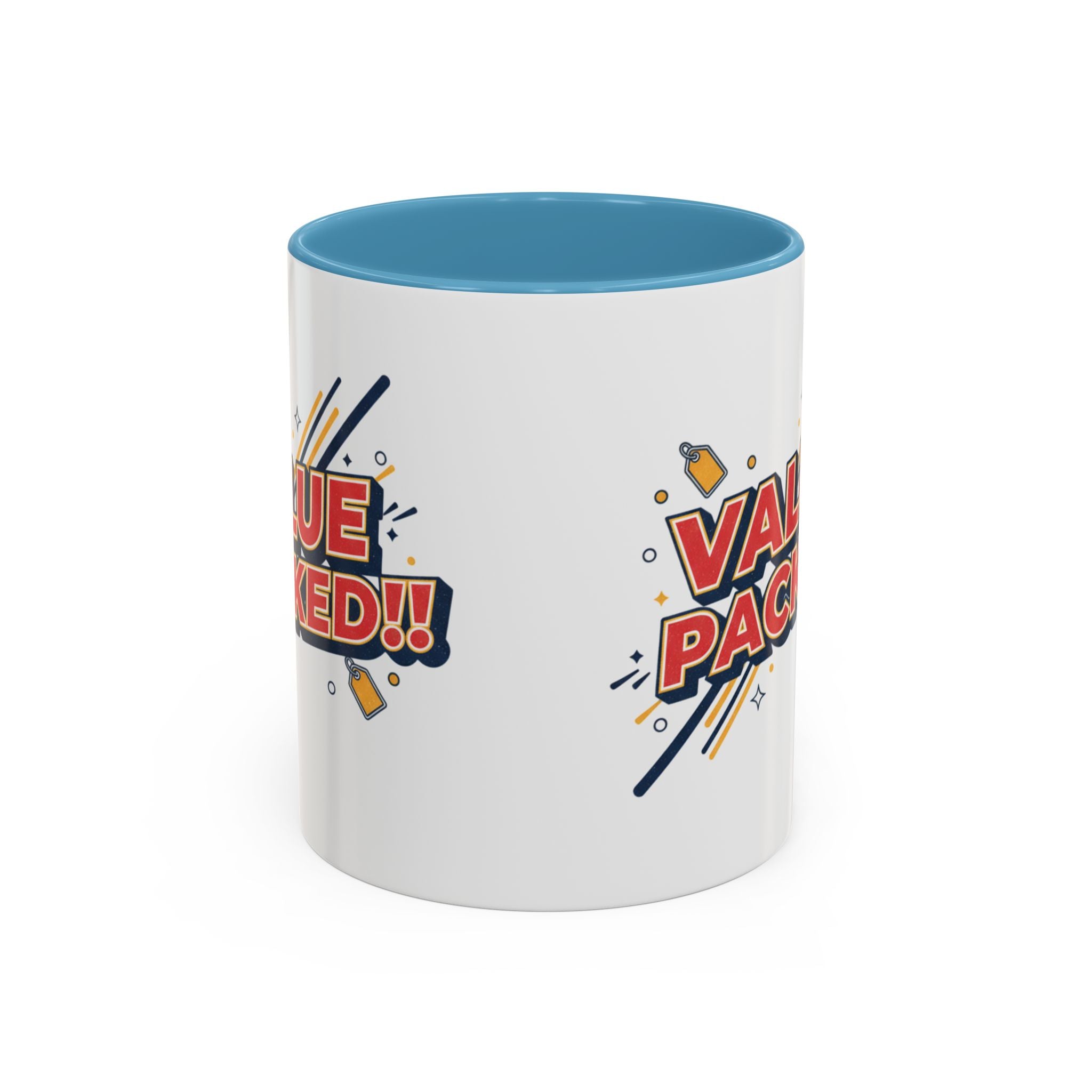 Value Packed!! Accent Coffee Mug — Bold Retro Comic Graphic (11/15 oz)