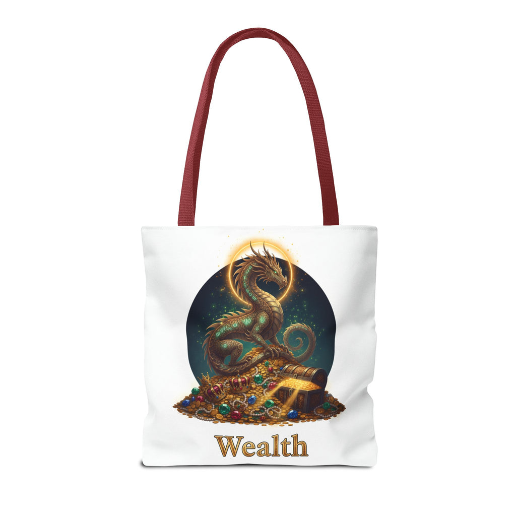 Wealth Dragon Tote Bag — Fantasy Dragon Treasure Illustration Tote