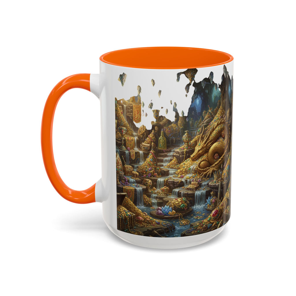 Dragon Hoard Accent Coffee Mug — Fantasy Treasure Landscape (11/15 oz)