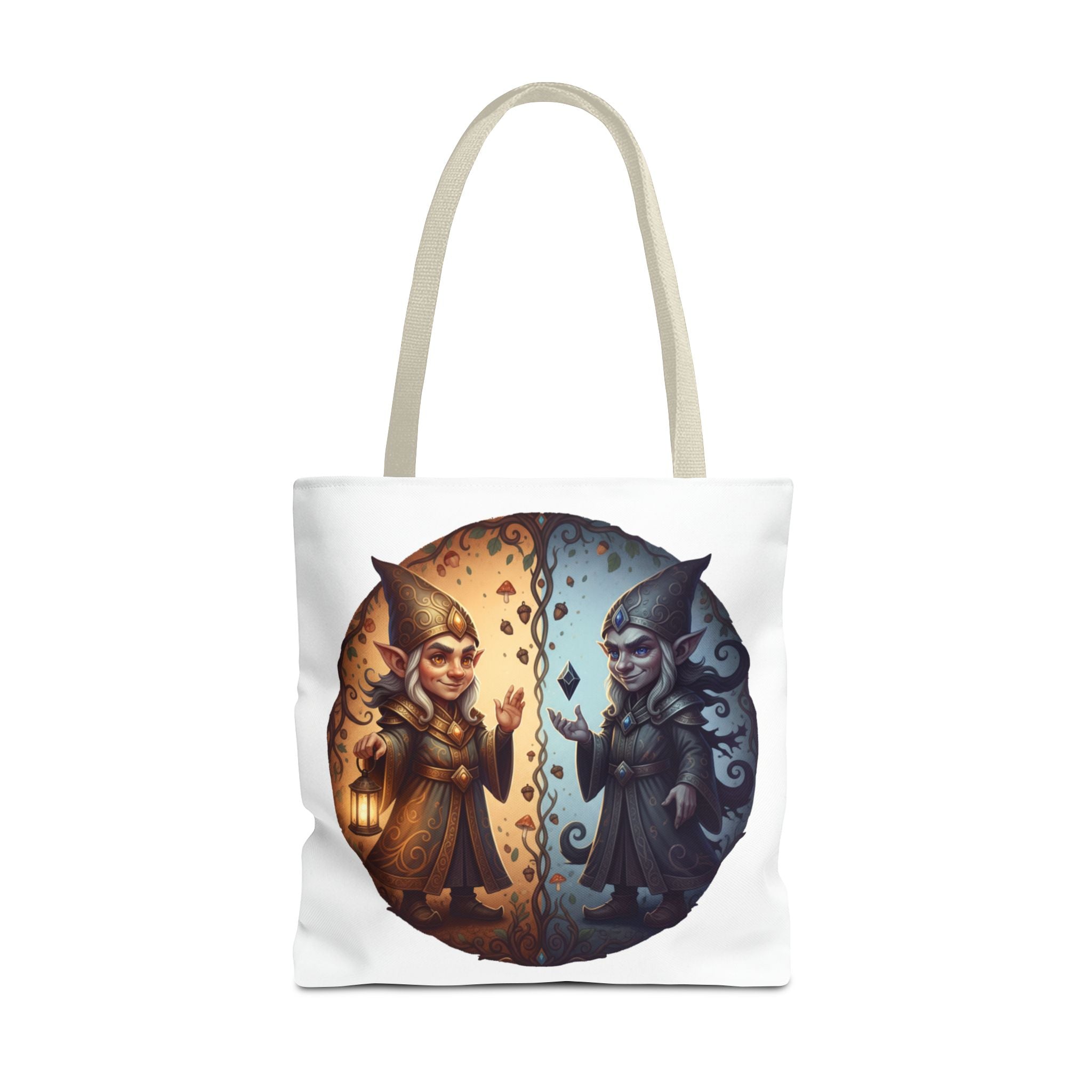 Gnome Duality Tote Bag — Day & Night Fantasy Illustration
